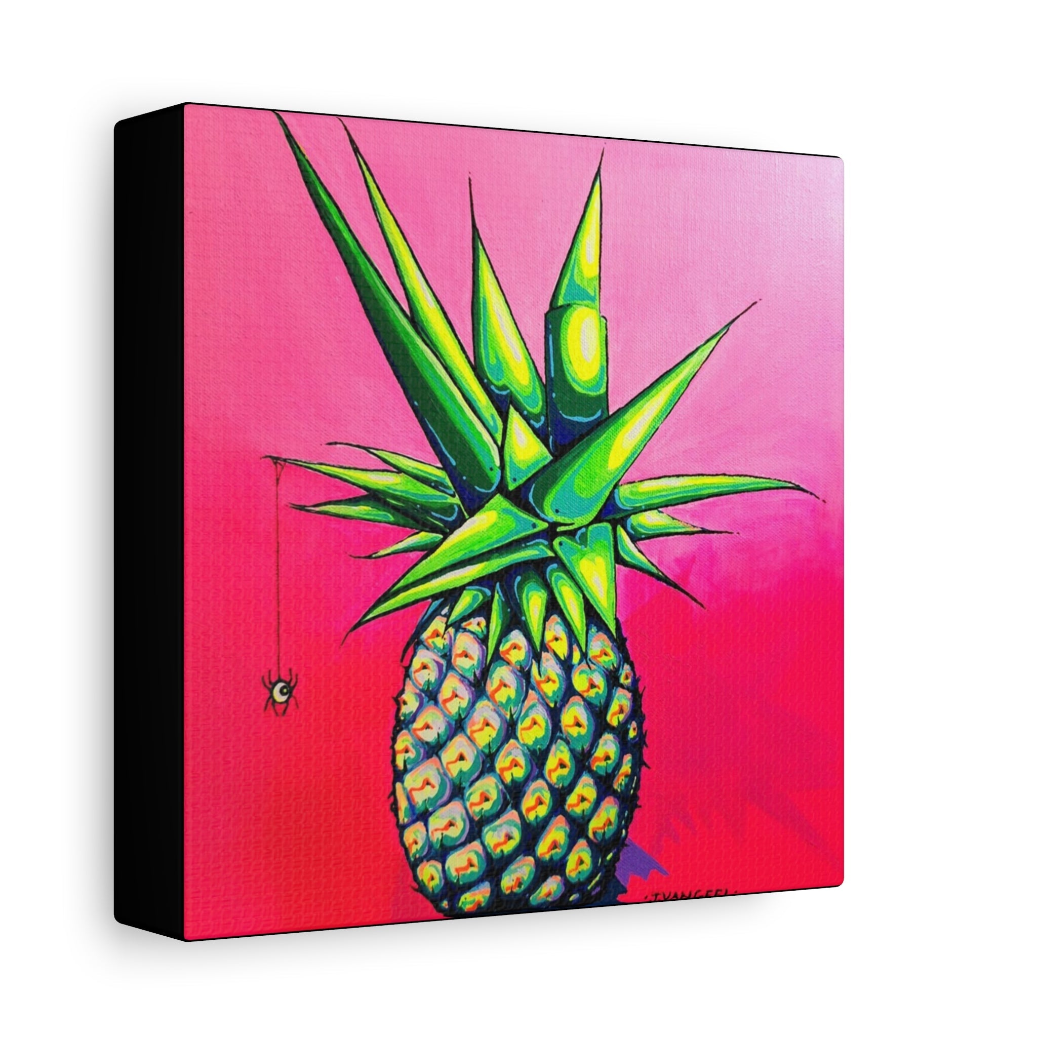 Neon Pineapple Canvas Print, Original Artist Design, Home Decor Wall Art