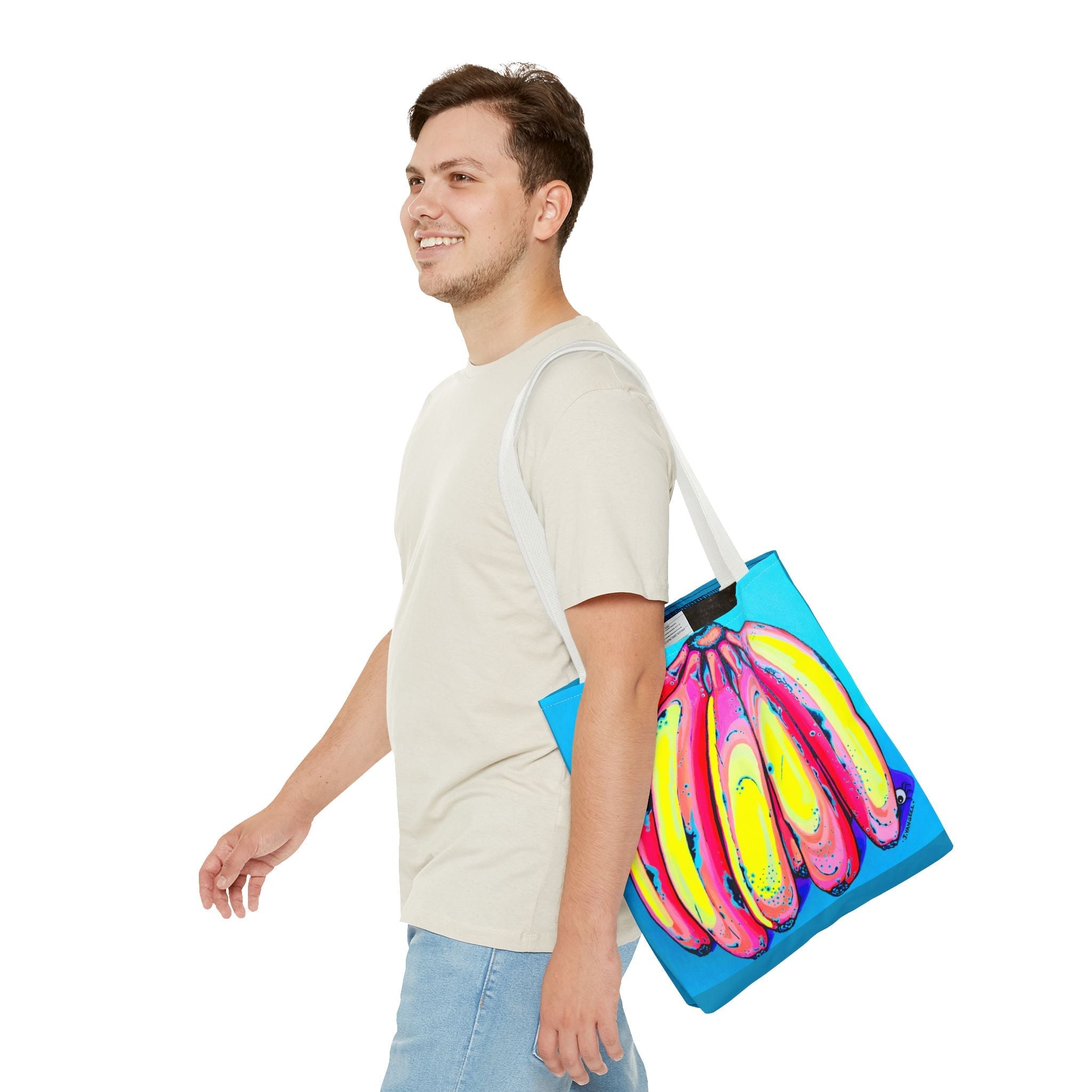 Premium Neon Fat Bananas Tote Bag, Original Artist Design, Reusable Shopping Tote, Eco-Friendly