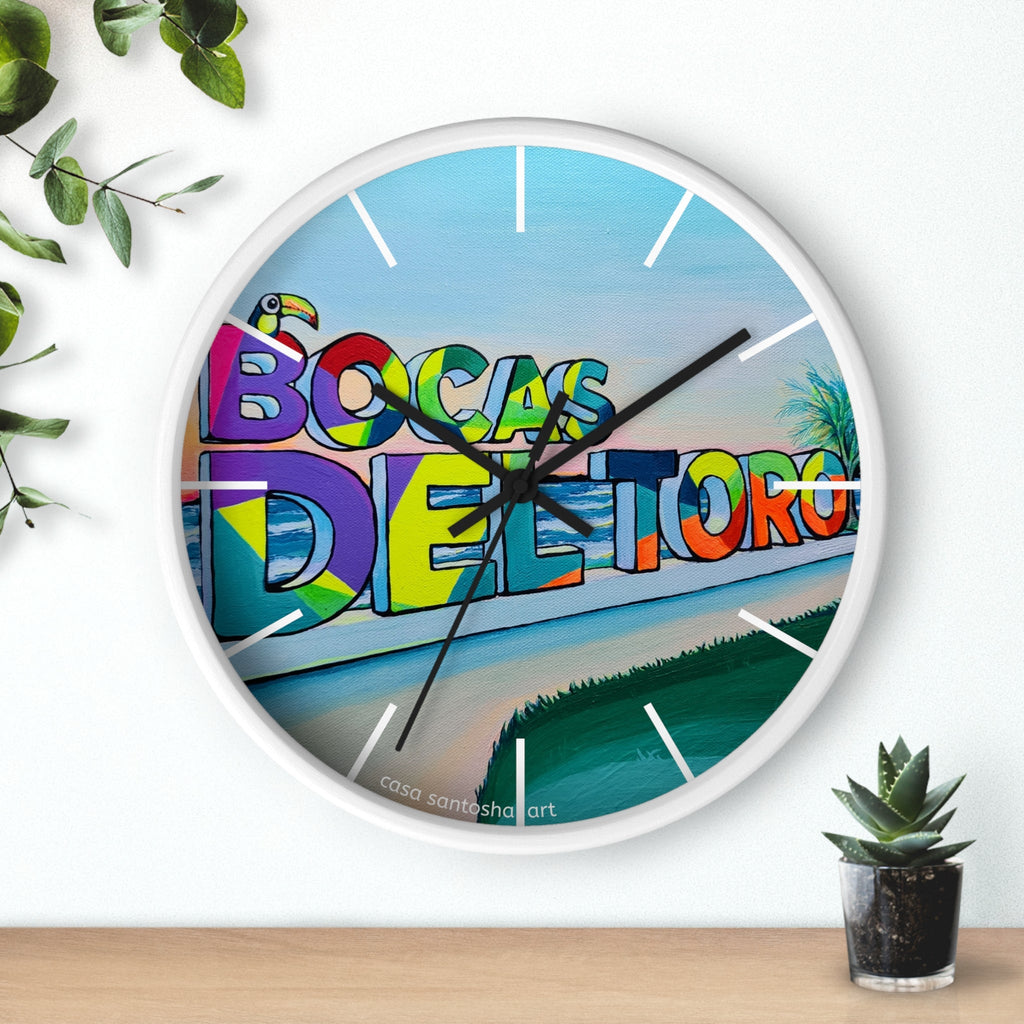 Bocas Del Toro Sign Pop Art Wall Clock