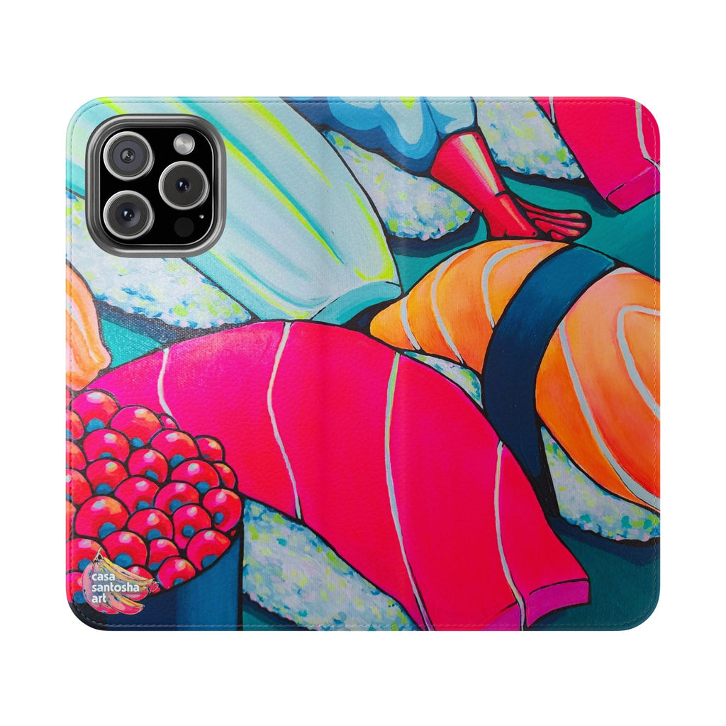 Neon Sushi Flip Phone Case – Wallet Cover with Card Slots