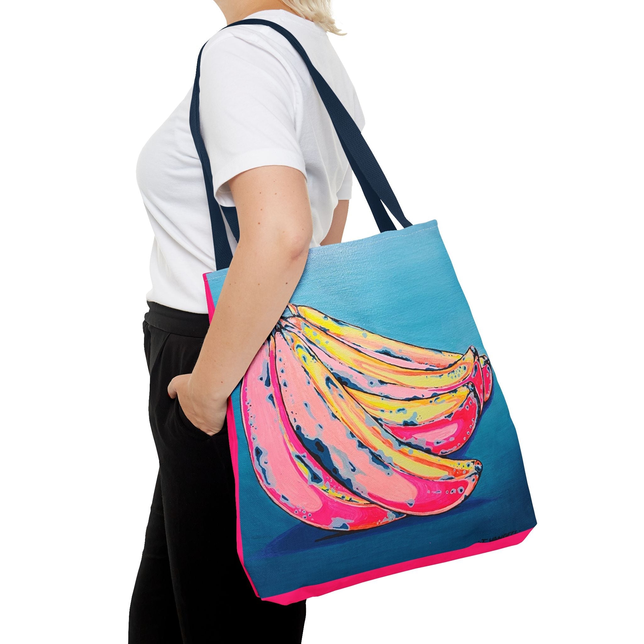 Premium Neon Bananas Tote Bag, Original Artist Design, Reusable Shopping Tote, Eco-Friendly