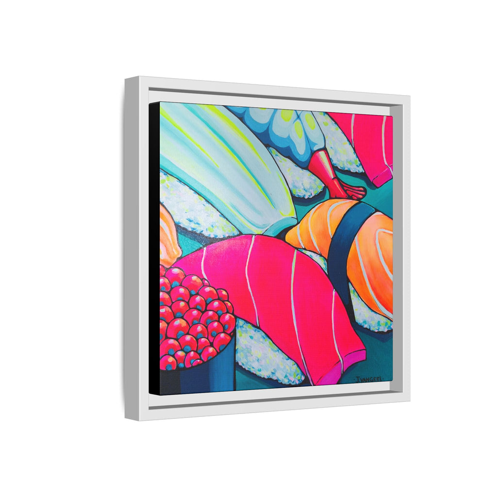 Framed Neon Sushi Canvas Print