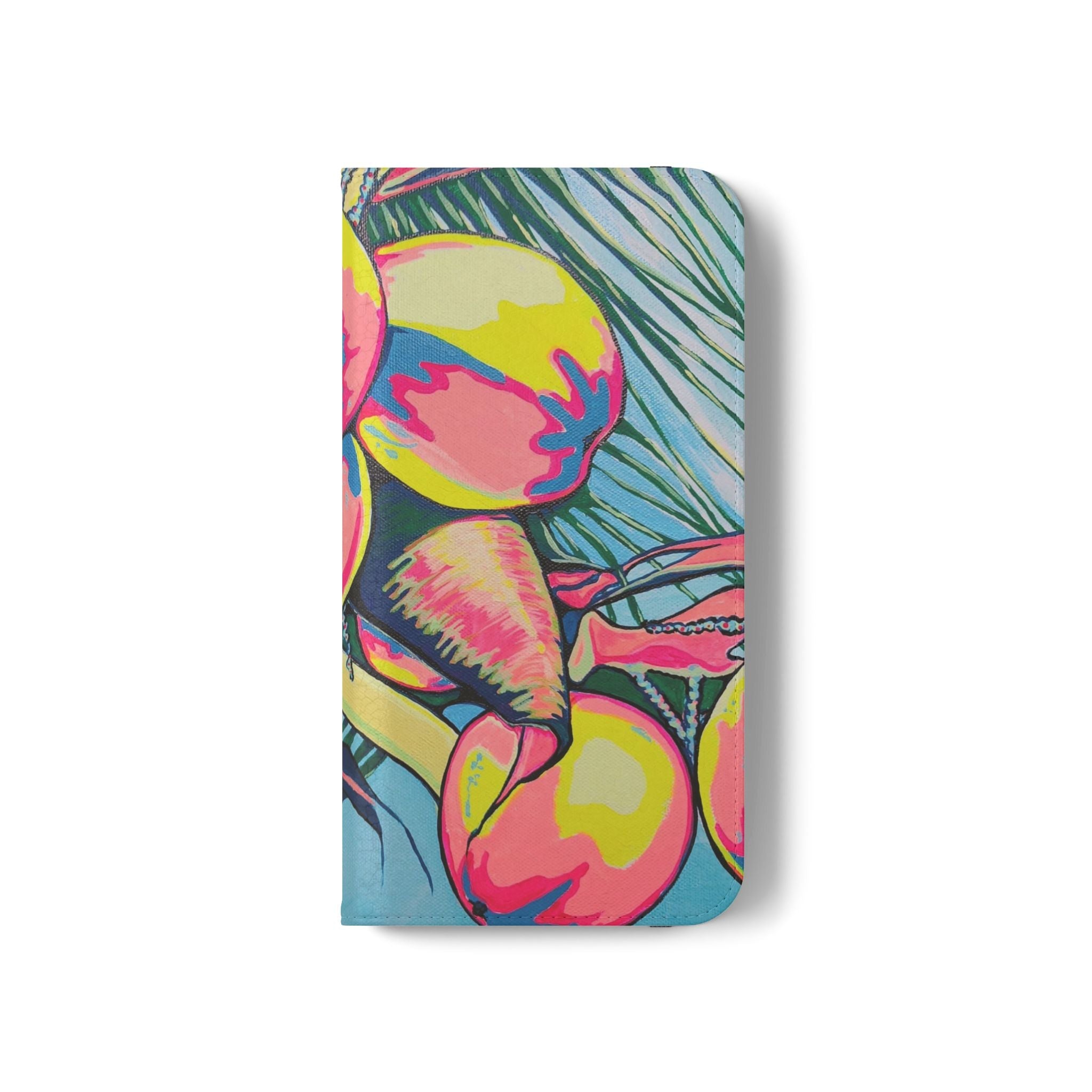 Neon Coconuts Flip Phone Case – Wallet Cover with Card Slots