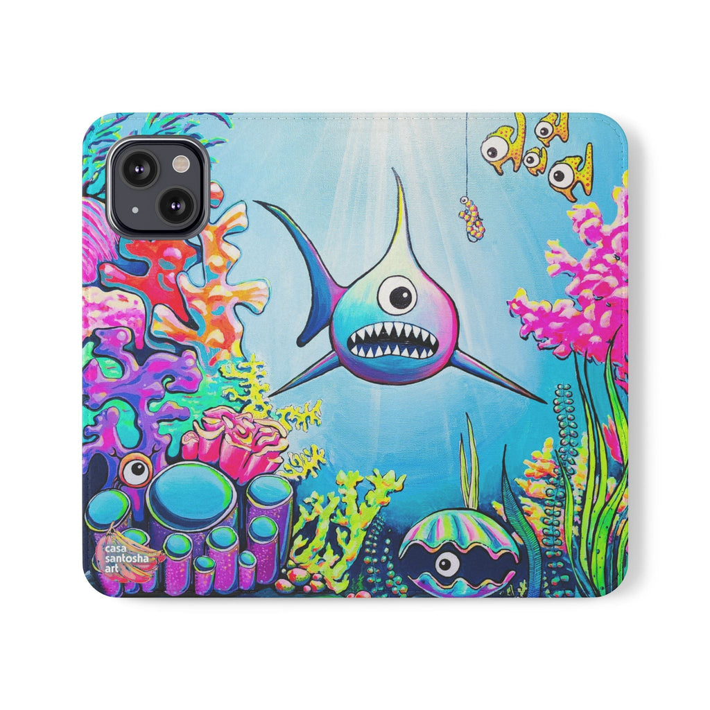 Cyclops Shark Flip Phone Case – Wallet Cover with Card Slots