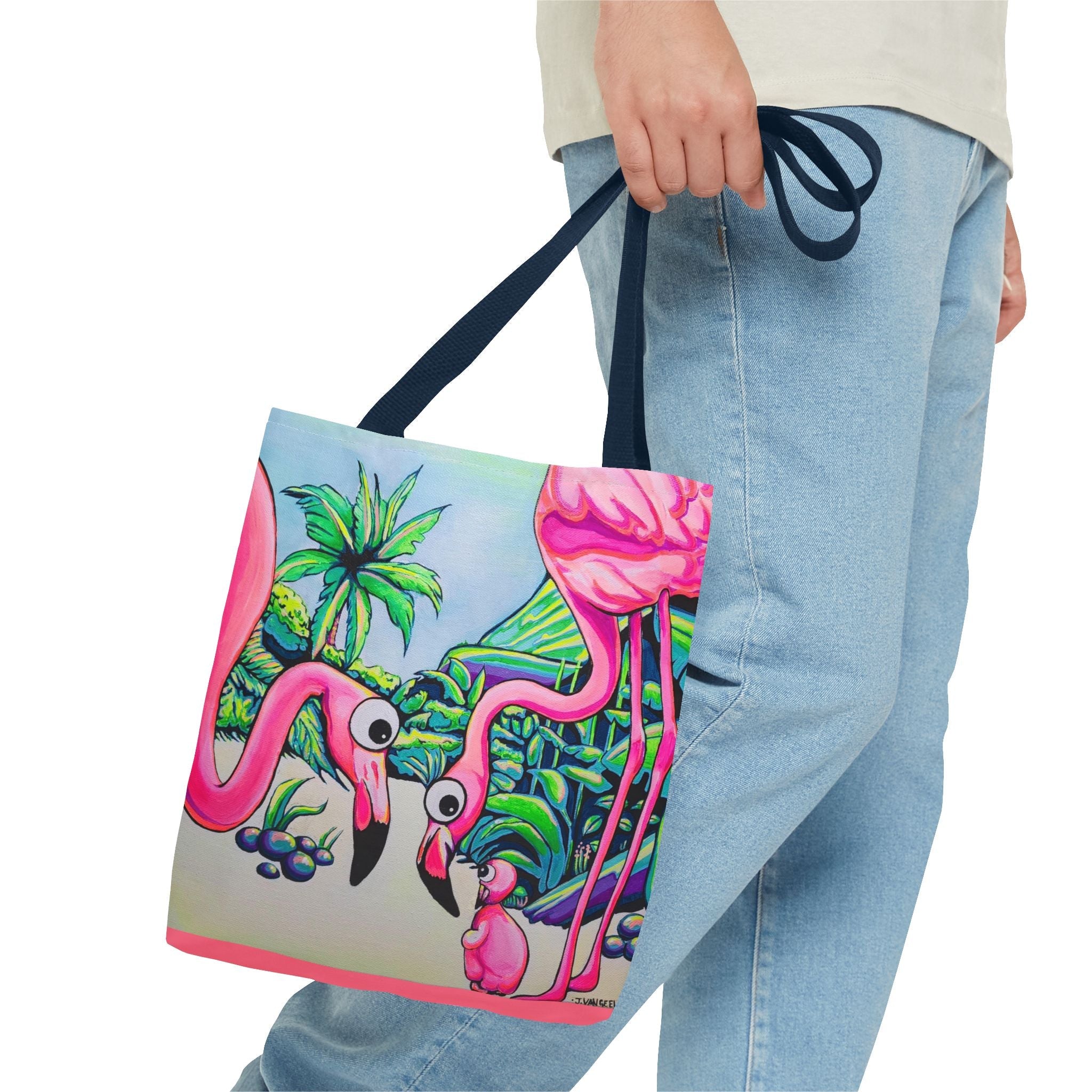 Premium Cyclops Flamingo Family Tote Bag, Original Artist Design, Reusable Shopping Tote,  Eco-Friendly