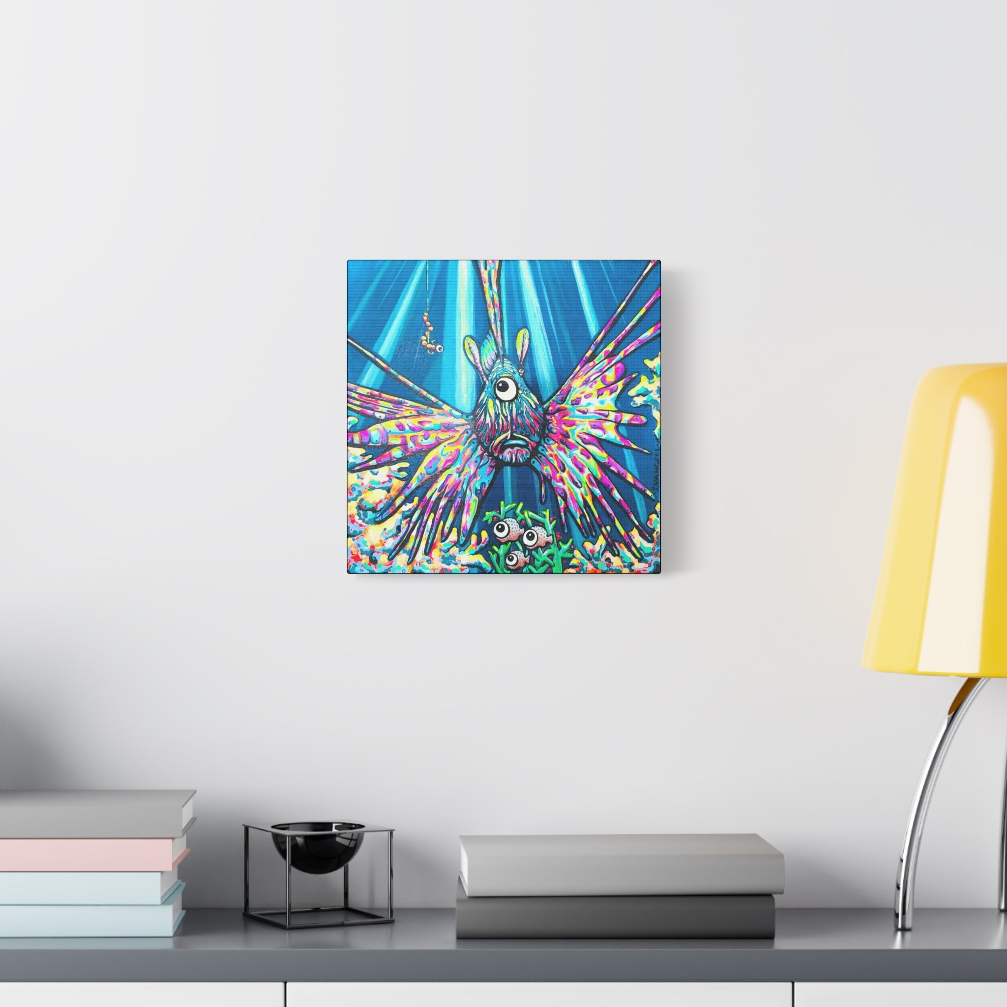 Cyclops Lionfish Original Canvas Art Print, Unique Home Decor, Wall Art