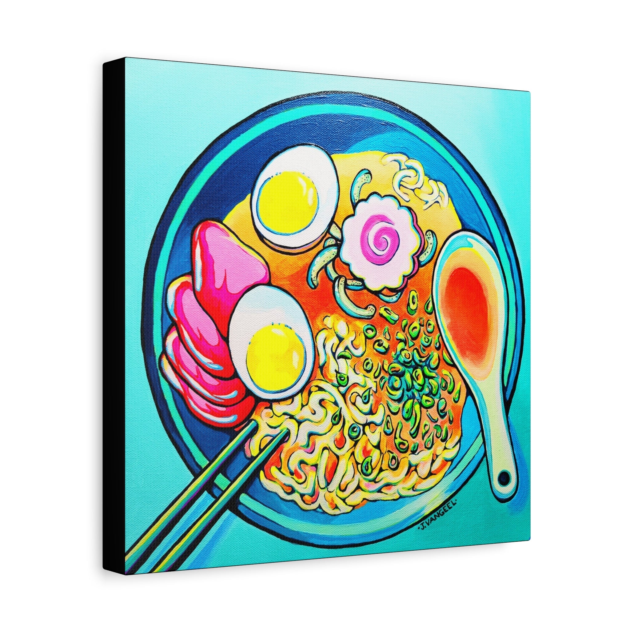 Neon Ramen Canvas Print, Original Artist Design, Home Decor Wall Art
