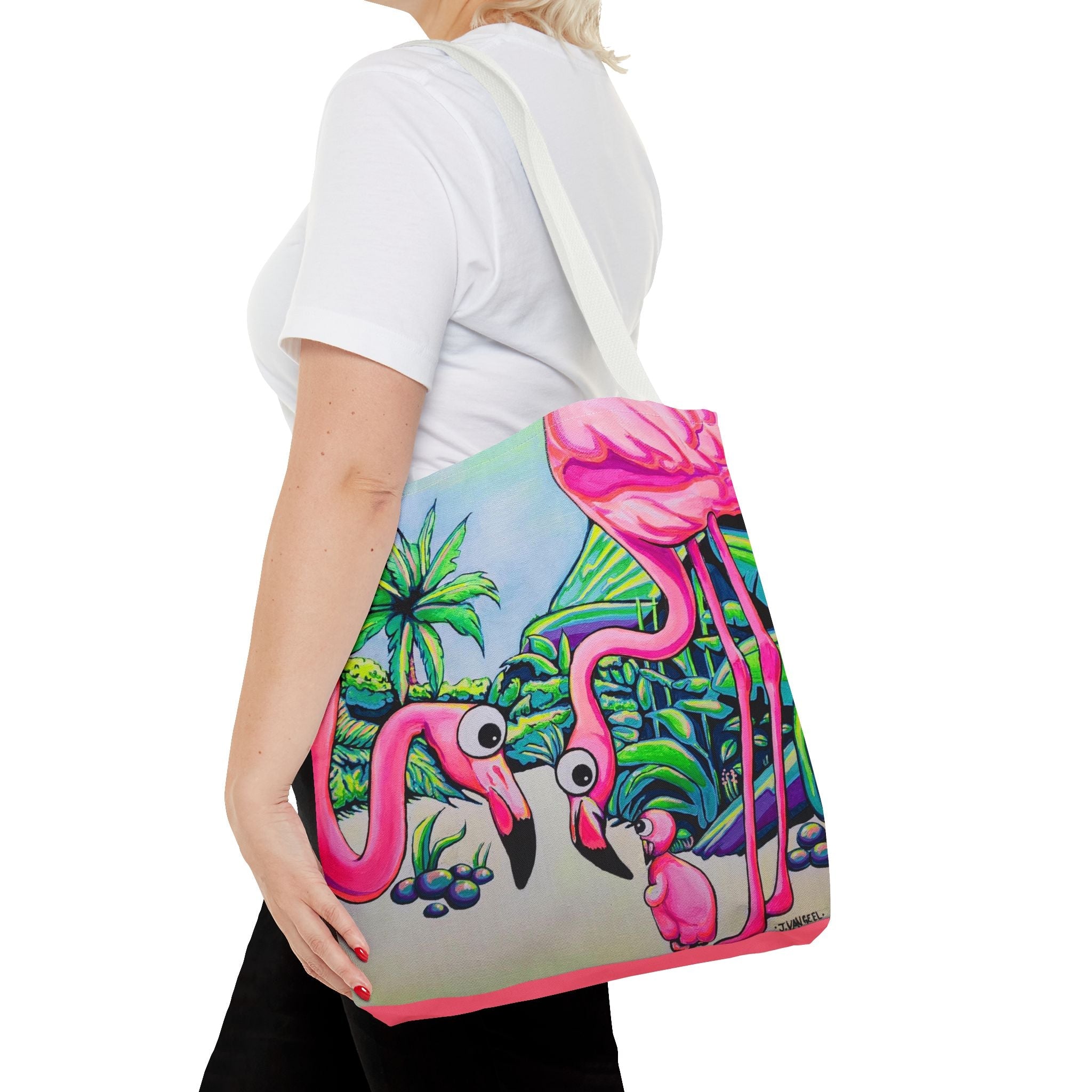 Premium Cyclops Flamingo Family Tote Bag, Original Artist Design, Reusable Shopping Tote,  Eco-Friendly