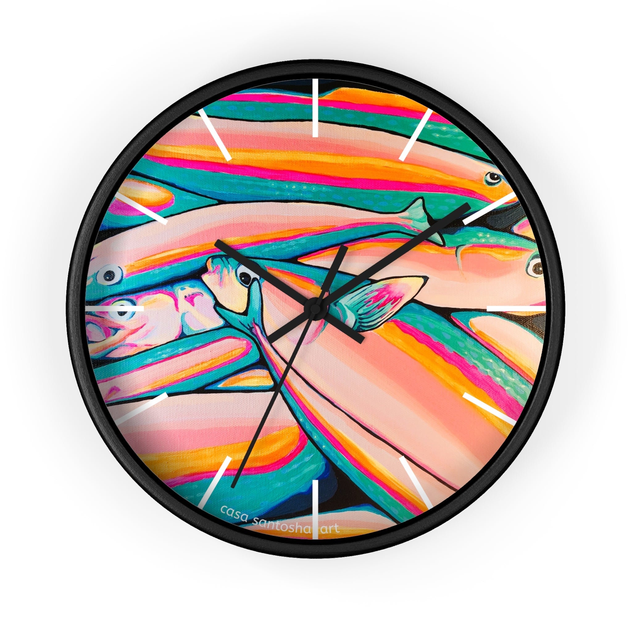 Neon Fish Pop Art Wall Clock