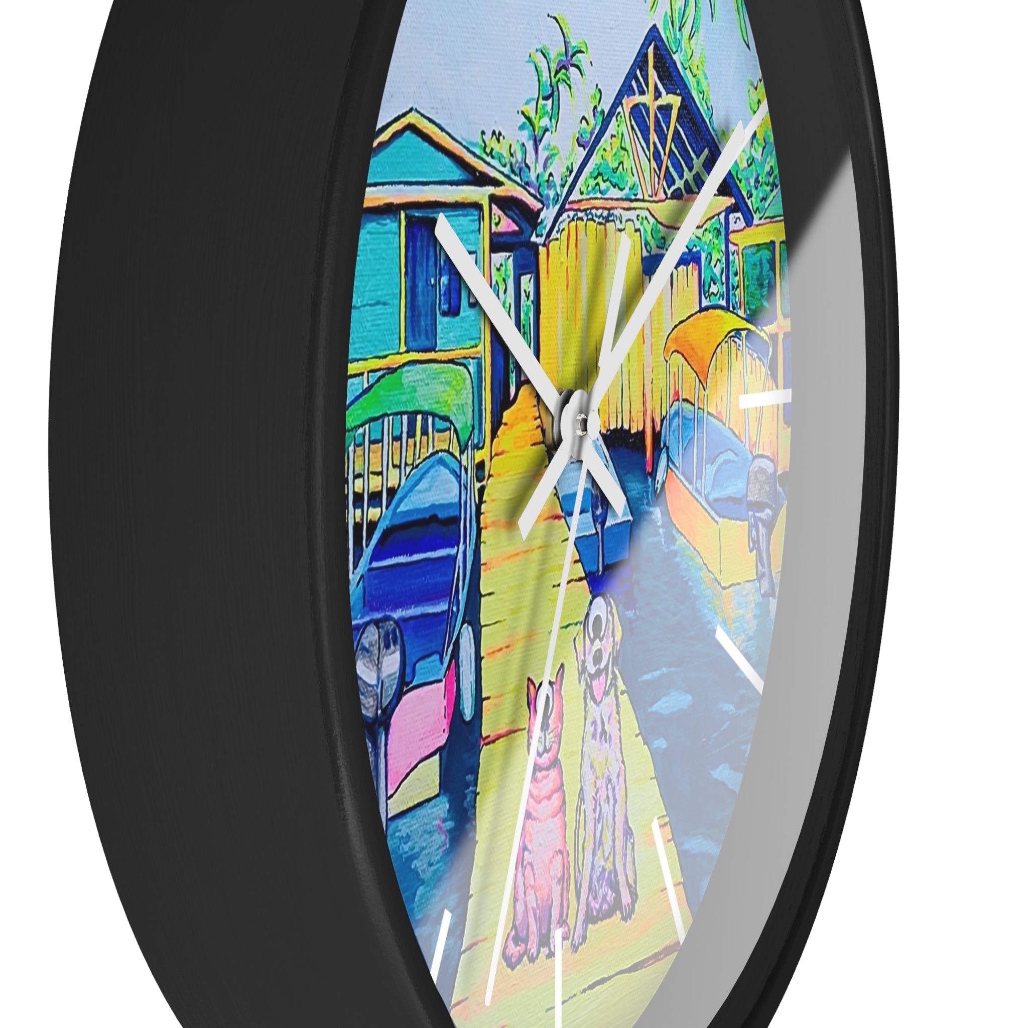 Cyclops Cat and Dog in Bocas Pop Art Wall Clock