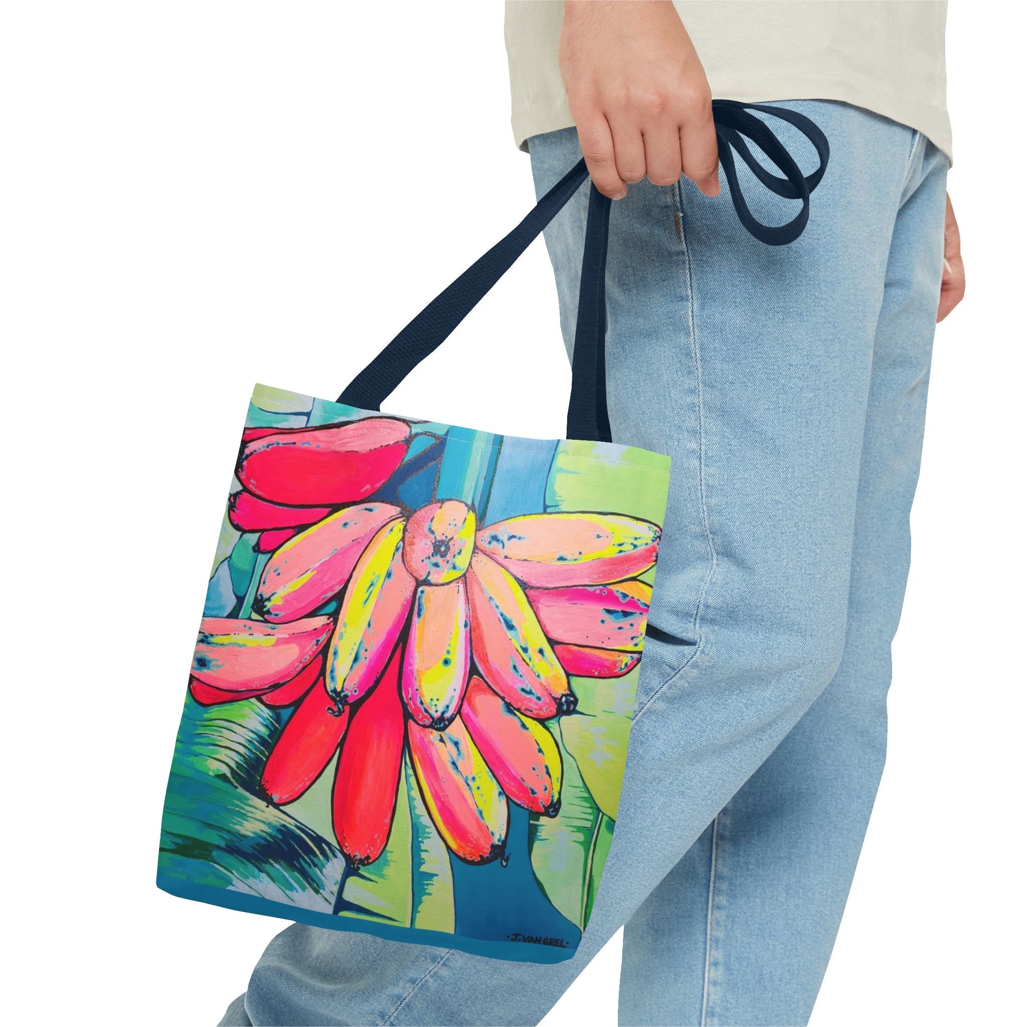 Premium Neon Primitivo Bananas Tote Bag, Original Artist Design, Reusable Shopping Tote, Eco-Friendly