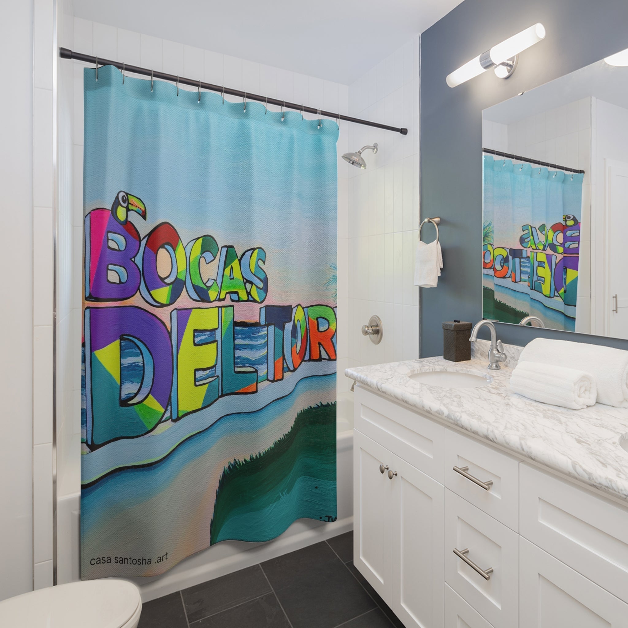 Bocas Del Toro Sign Pop Art Shower Curtain