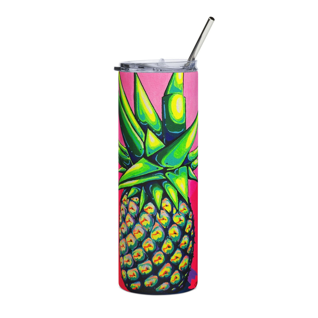 Neon Pineapple Stainless Steel Tumbler, 20oz | Fun Travel Mug, Eco-Friendly
