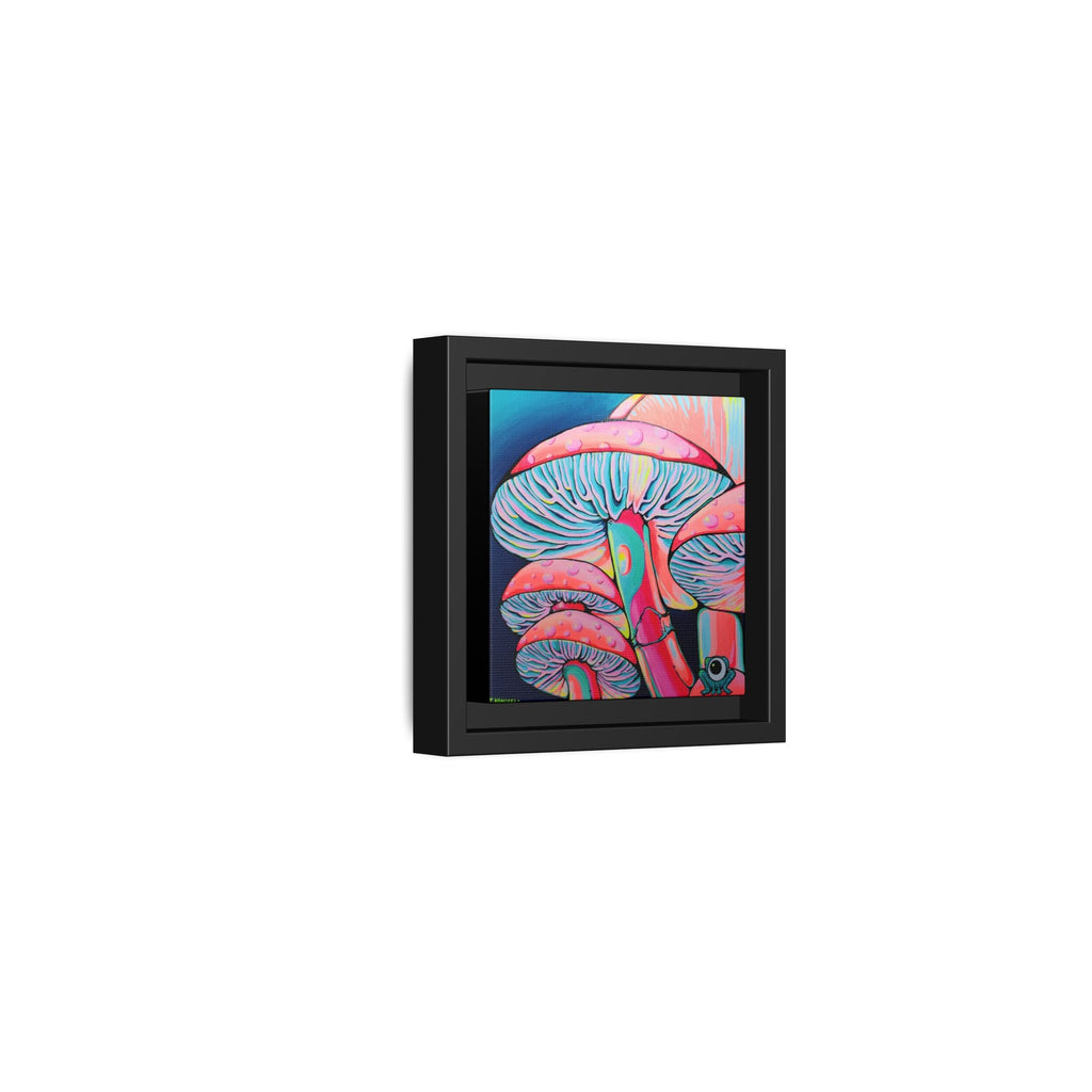 Framed Trippy Mushrooms Canvas Print