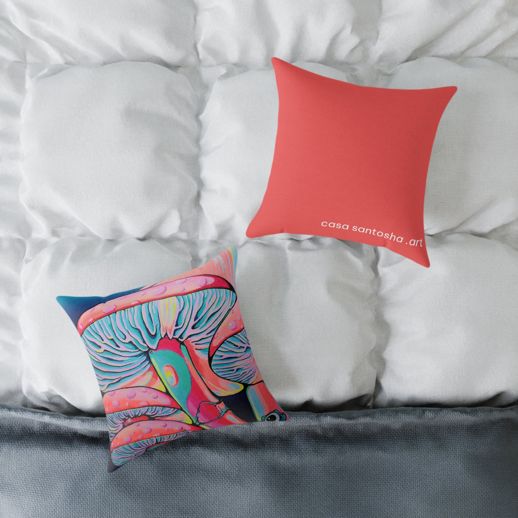 Trippy Mushrooms Art Canvas Decorative Pillow