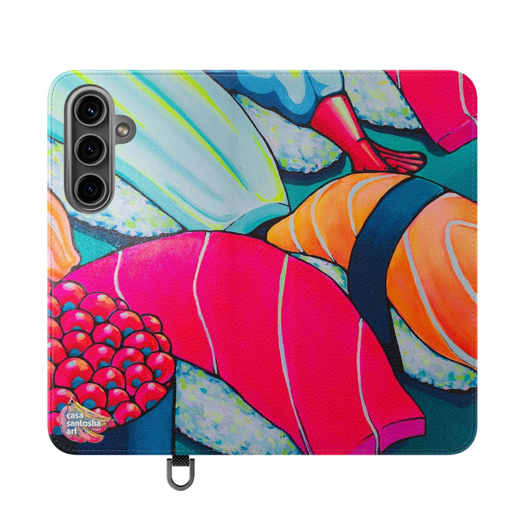 Neon Sushi Flip Phone Case – Wallet Cover with Card Slots