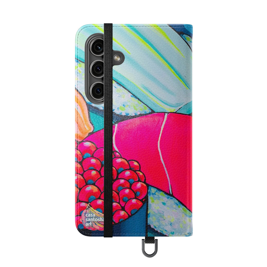 Neon Sushi Flip Phone Case – Wallet Cover with Card Slots