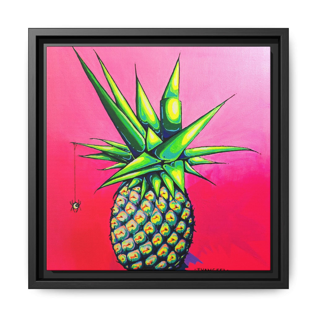 Framed Neon Pineapple Canvas Print