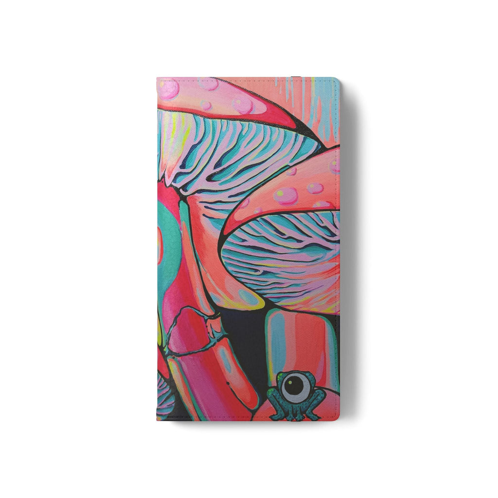 Trippy Mushrooms Flip Phone Case – Wallet Cover with Card Slots