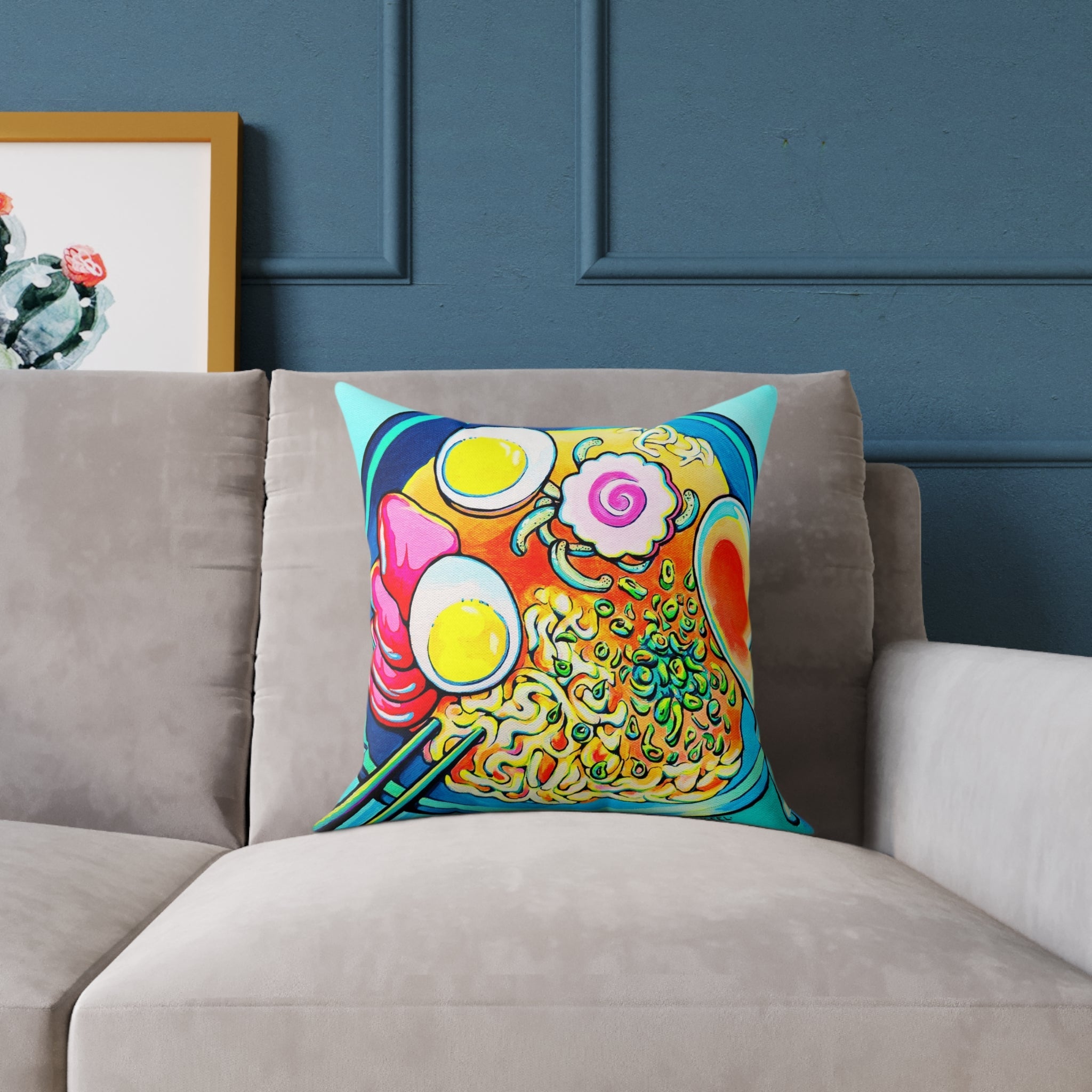 Neon Ramen Art Canvas Decorative Pillow