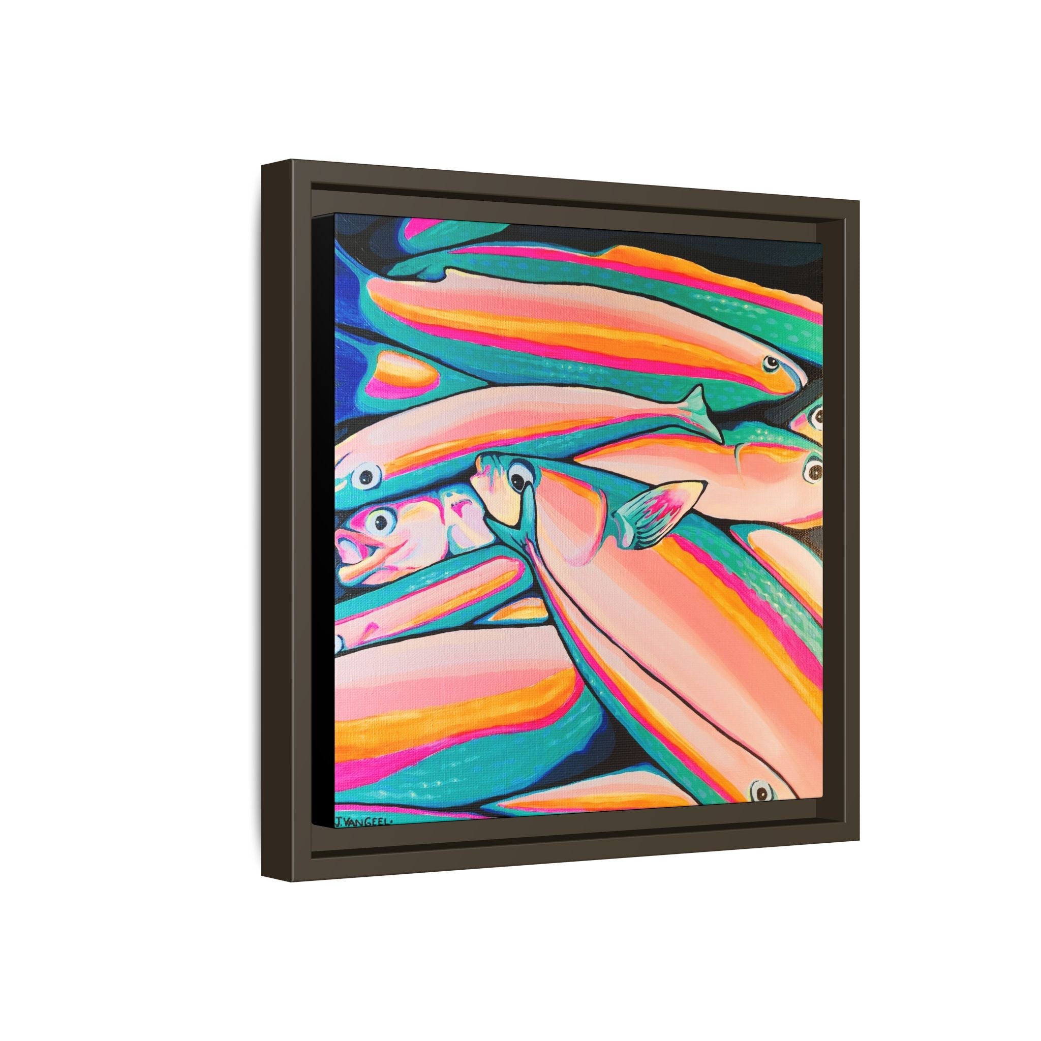 Framed Neon Fish Canvas Print