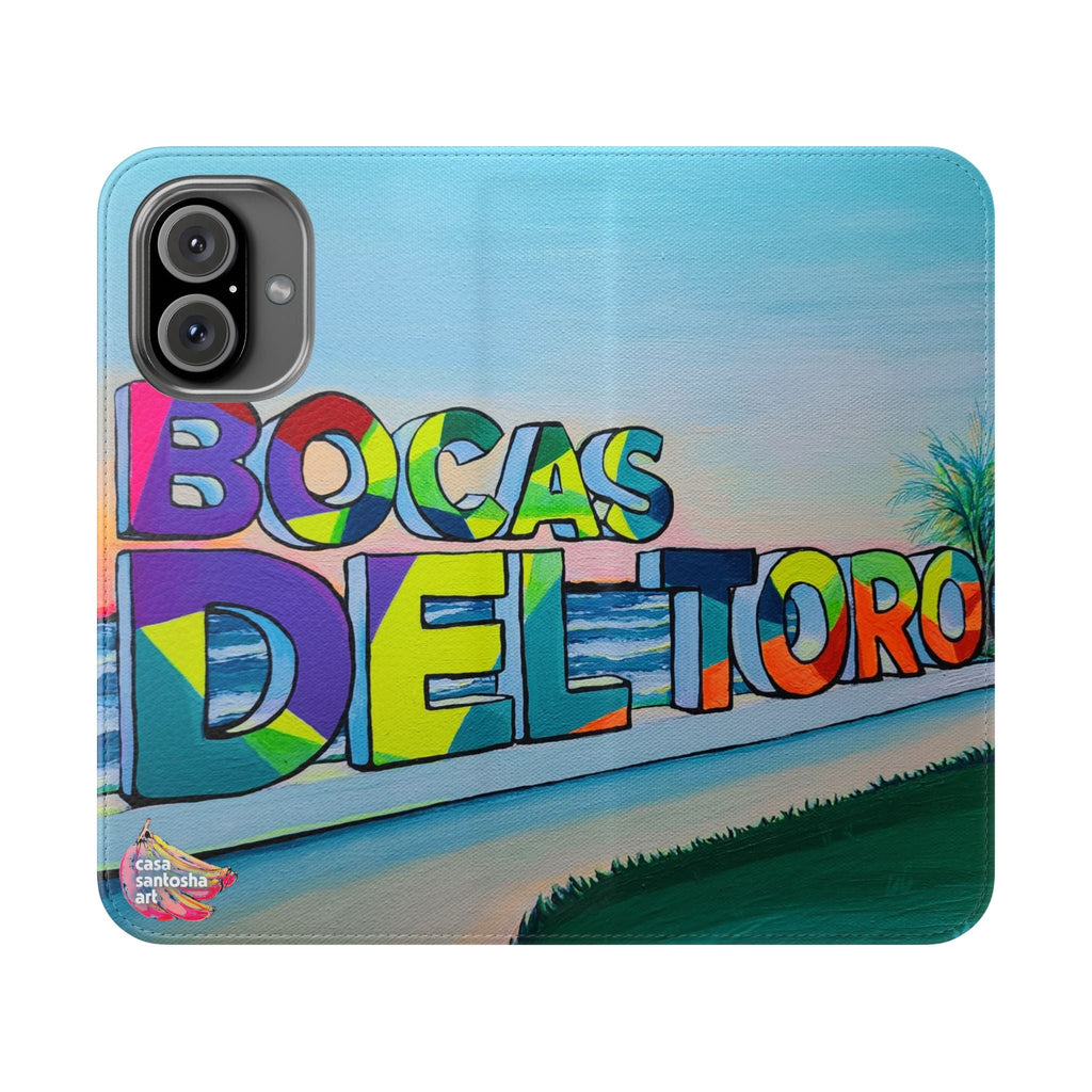 Bocas Del Toro Sign Flip Phone Case – Wallet Cover with Card Slots