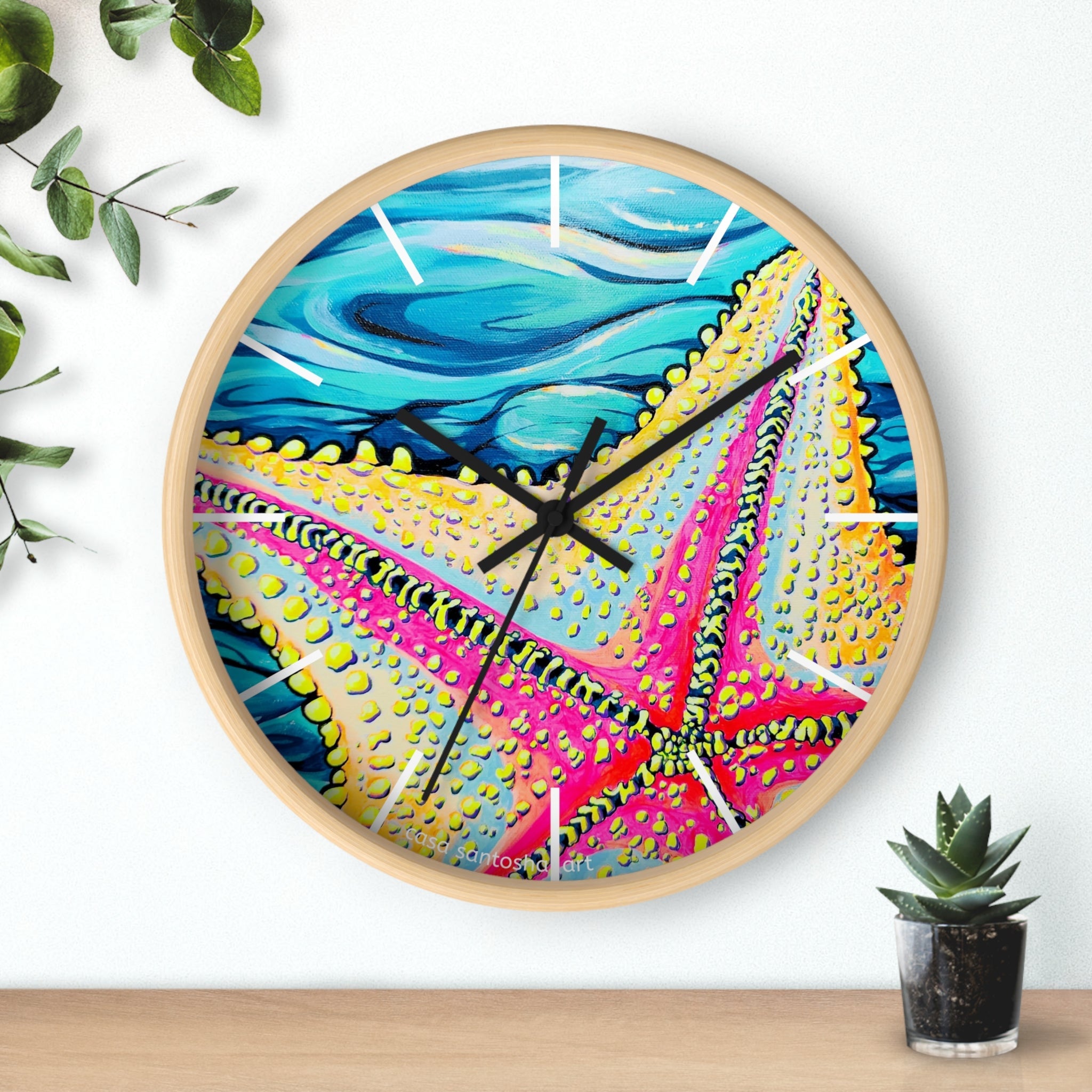 Starfish Beach Bocas Pop Art Wall Clock