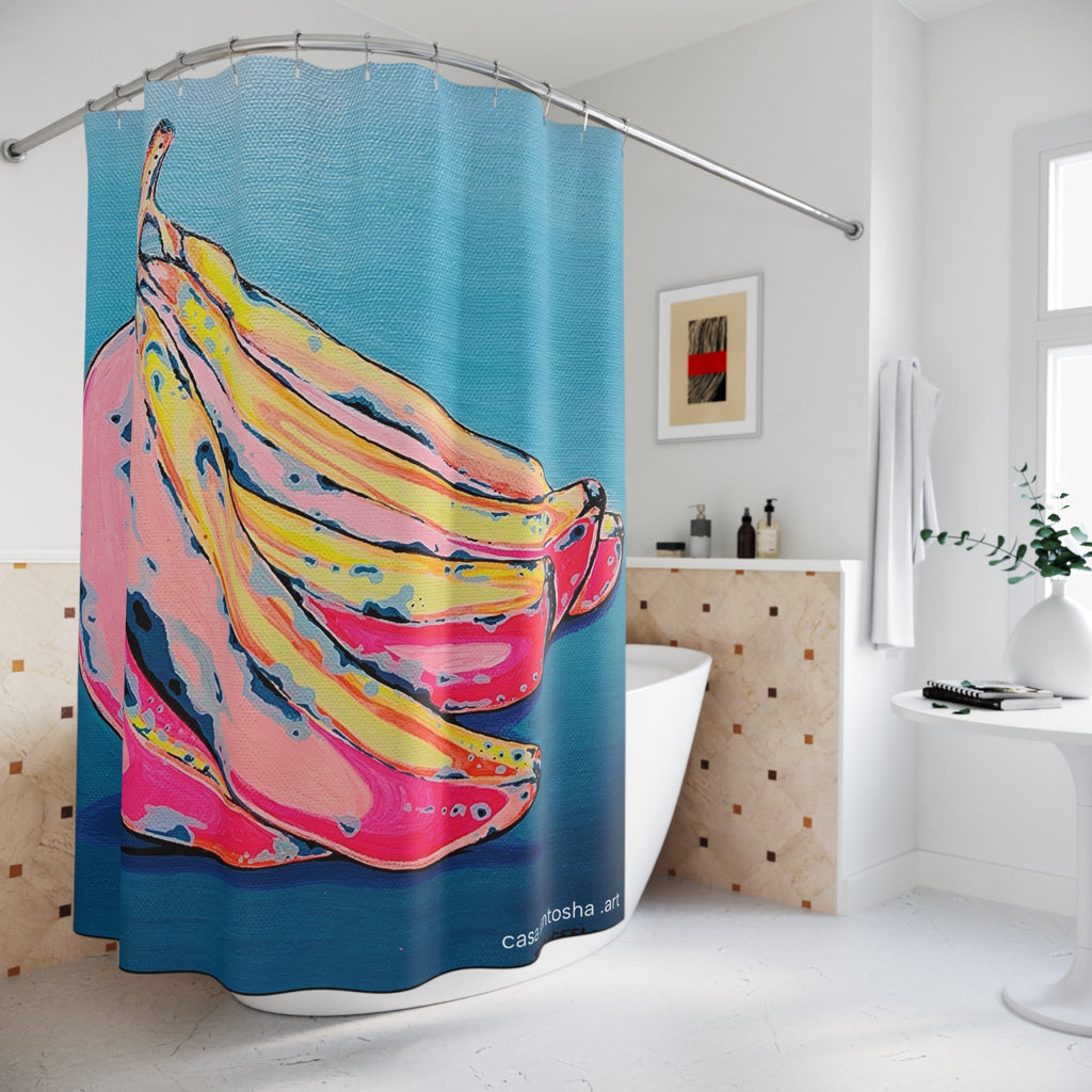 Neon Bananas Pop Art Shower Curtain