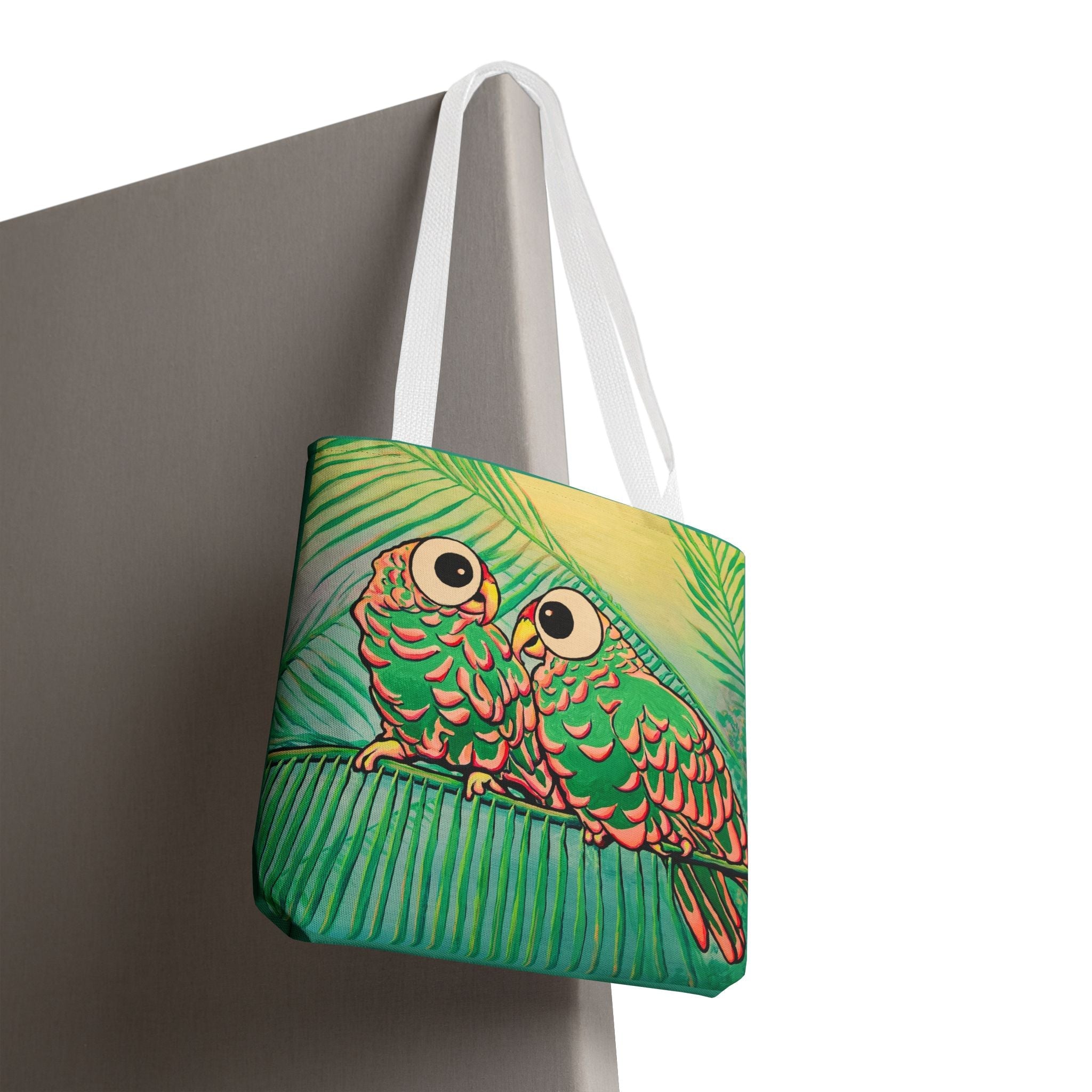 Premium Chatty Cyclops Parrots Tote Bag, Original Artist Design, Reusable Shopping Tote,  Eco-Friendly