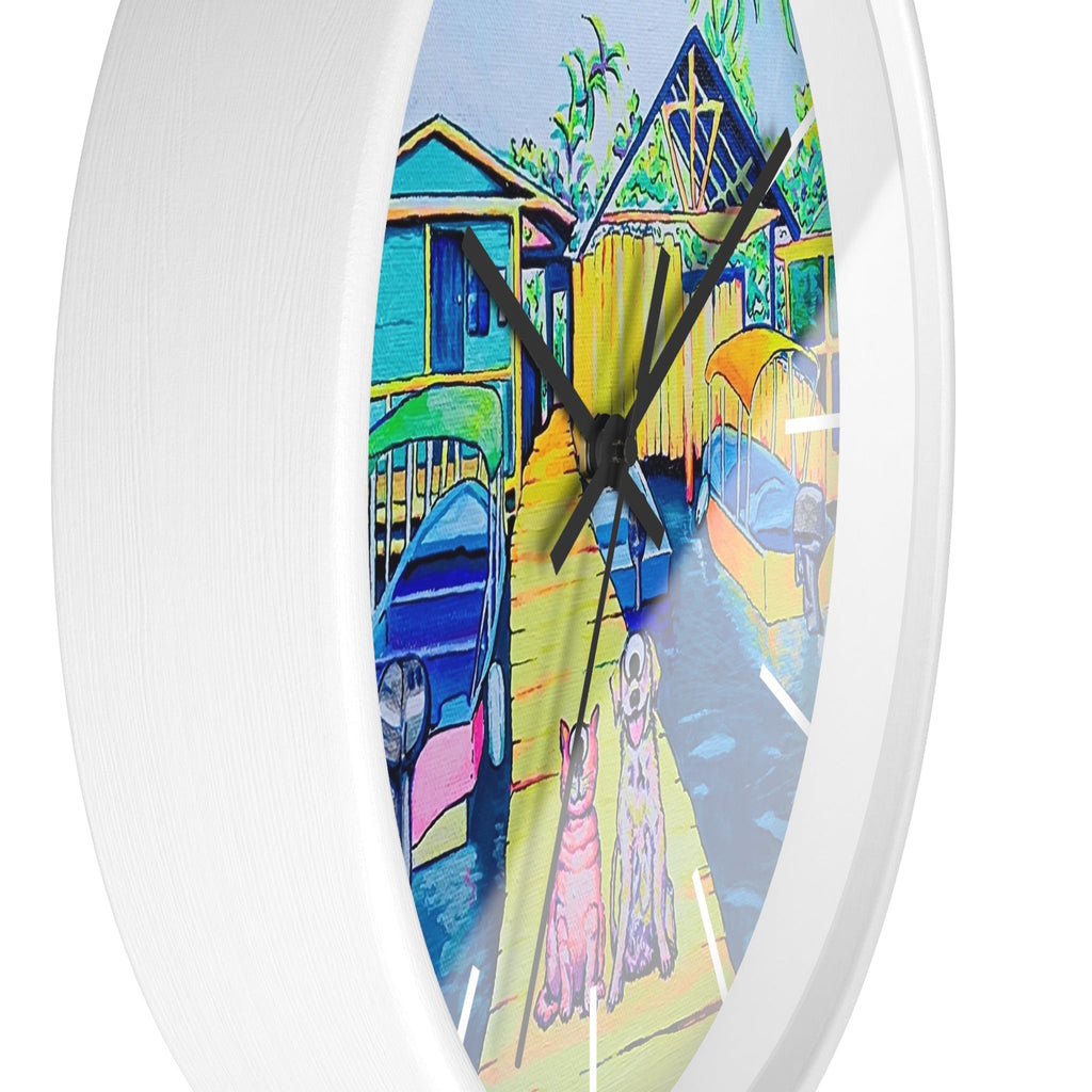 Cyclops Cat and Dog in Bocas Pop Art Wall Clock
