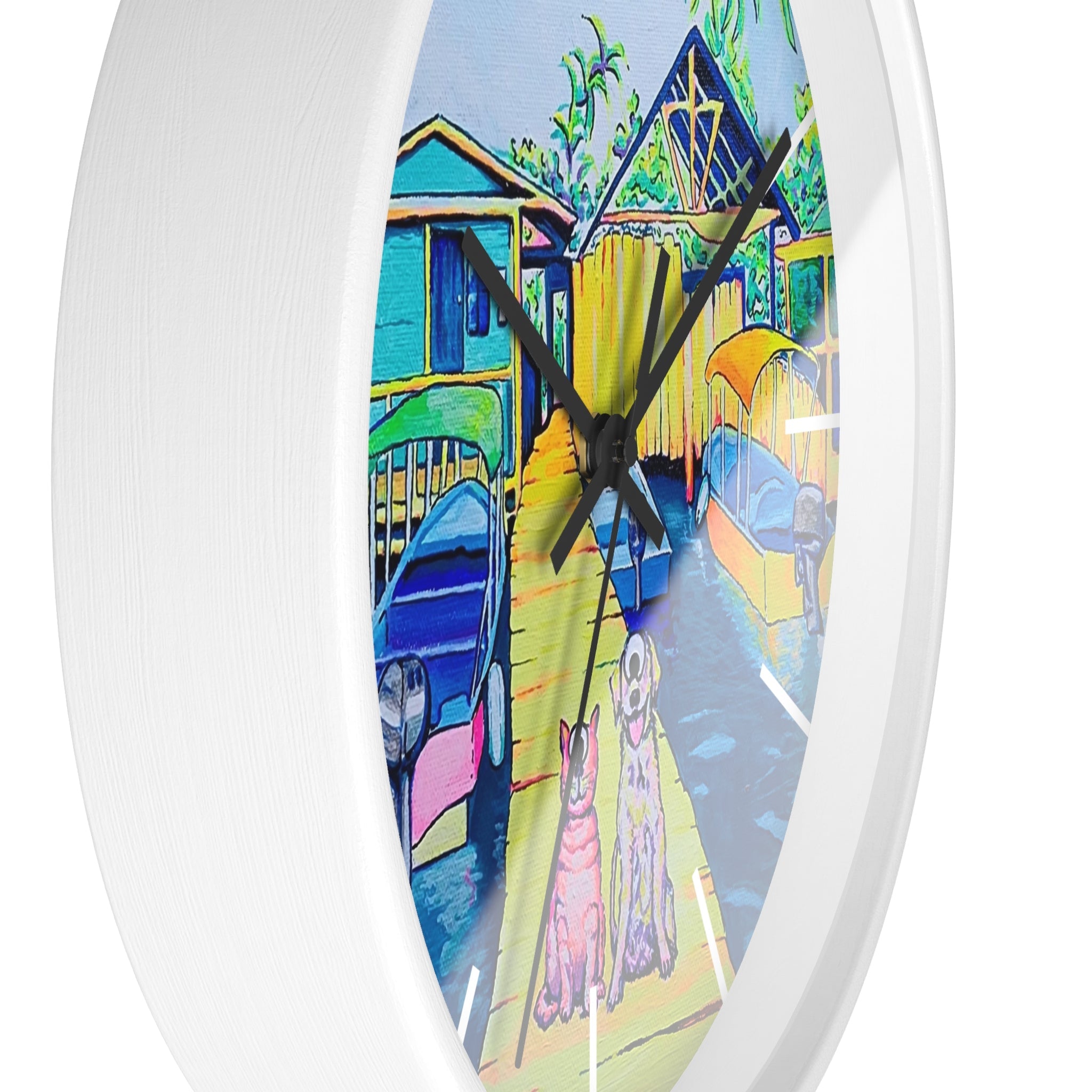 Cyclops Cat and Dog in Bocas Pop Art Wall Clock