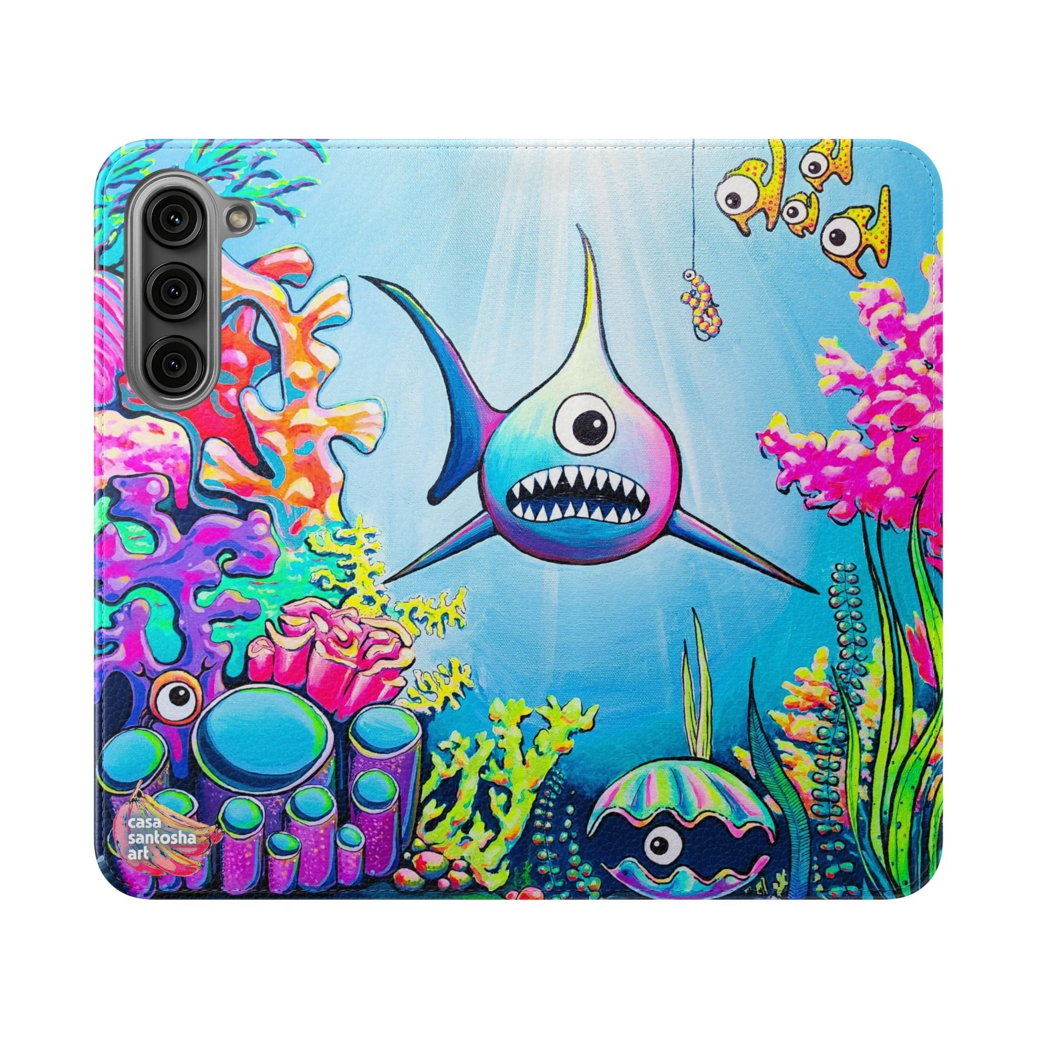 Cyclops Shark Flip Phone Case – Wallet Cover with Card Slots