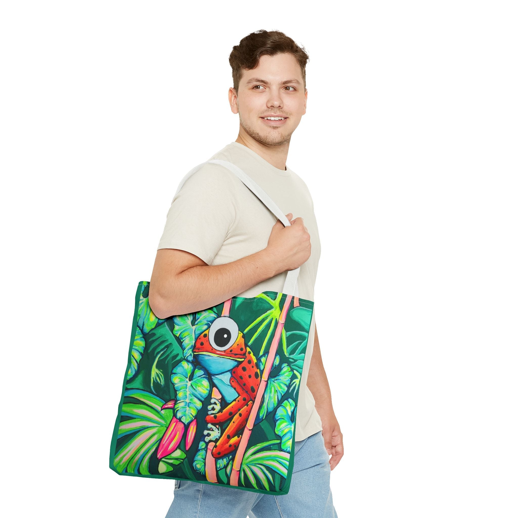 Premium Cyclops Red Frog Tote Bag, Original Artist Design, Reusable Shopping Tote, Eco-Friendly