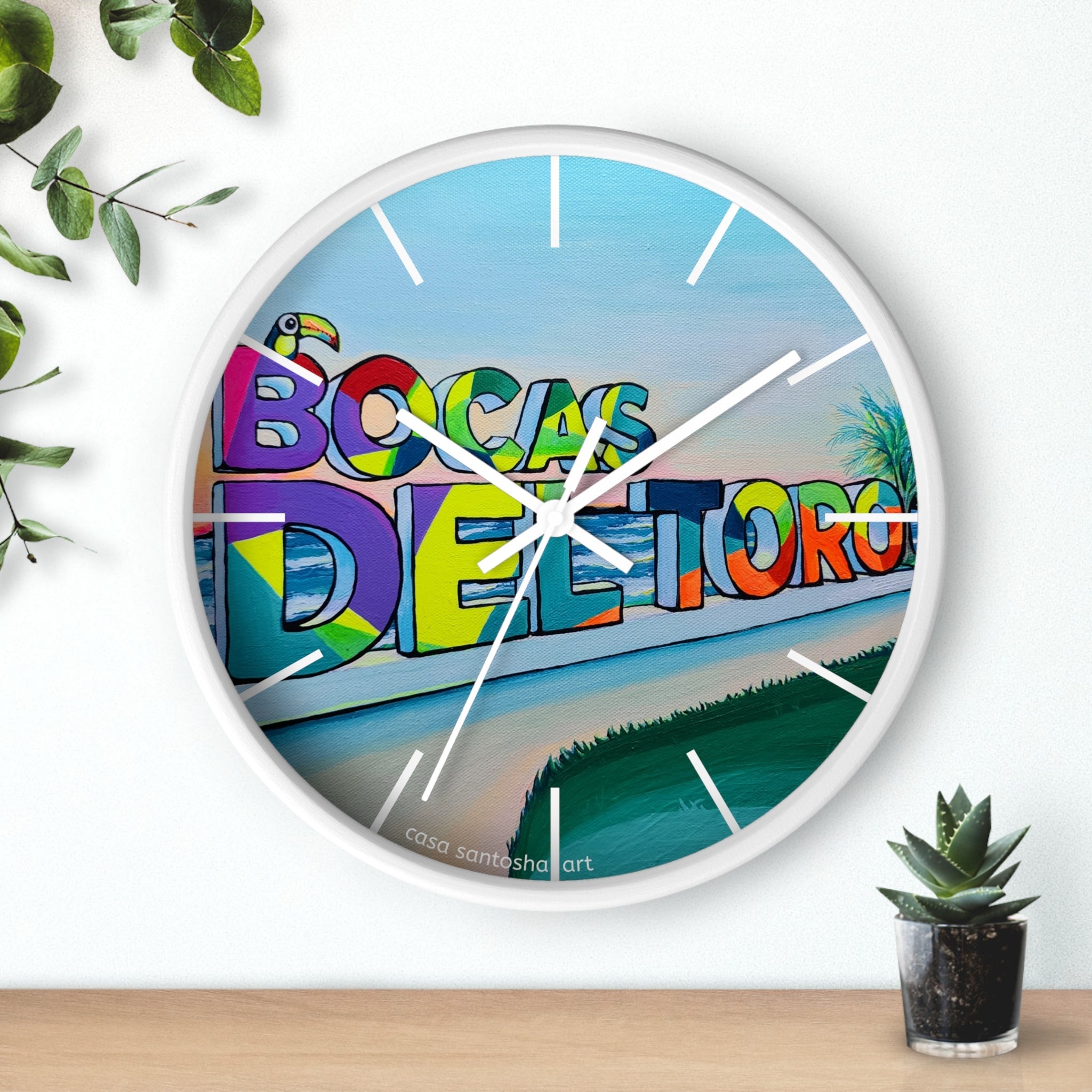 Bocas Del Toro Sign Pop Art Wall Clock