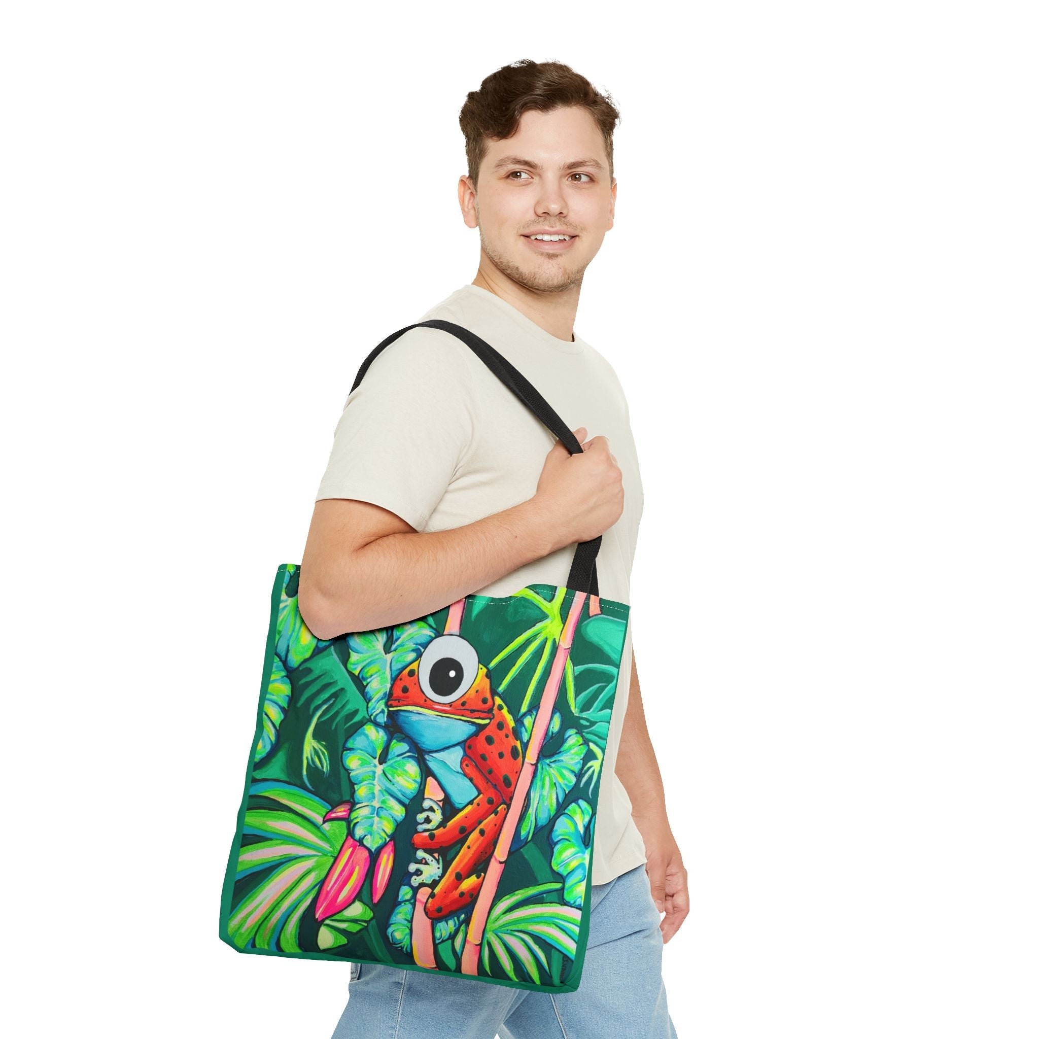 Premium Cyclops Red Frog Tote Bag, Original Artist Design, Reusable Shopping Tote, Eco-Friendly