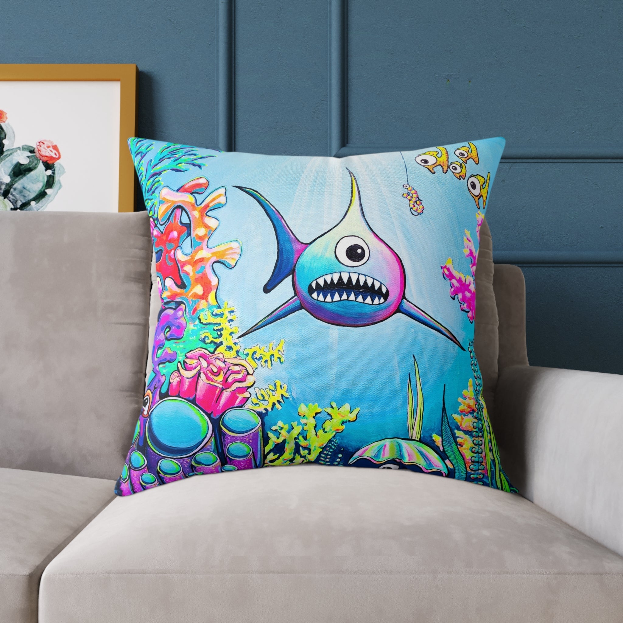 Cyclops Shark Art Canvas Decorative Pillow