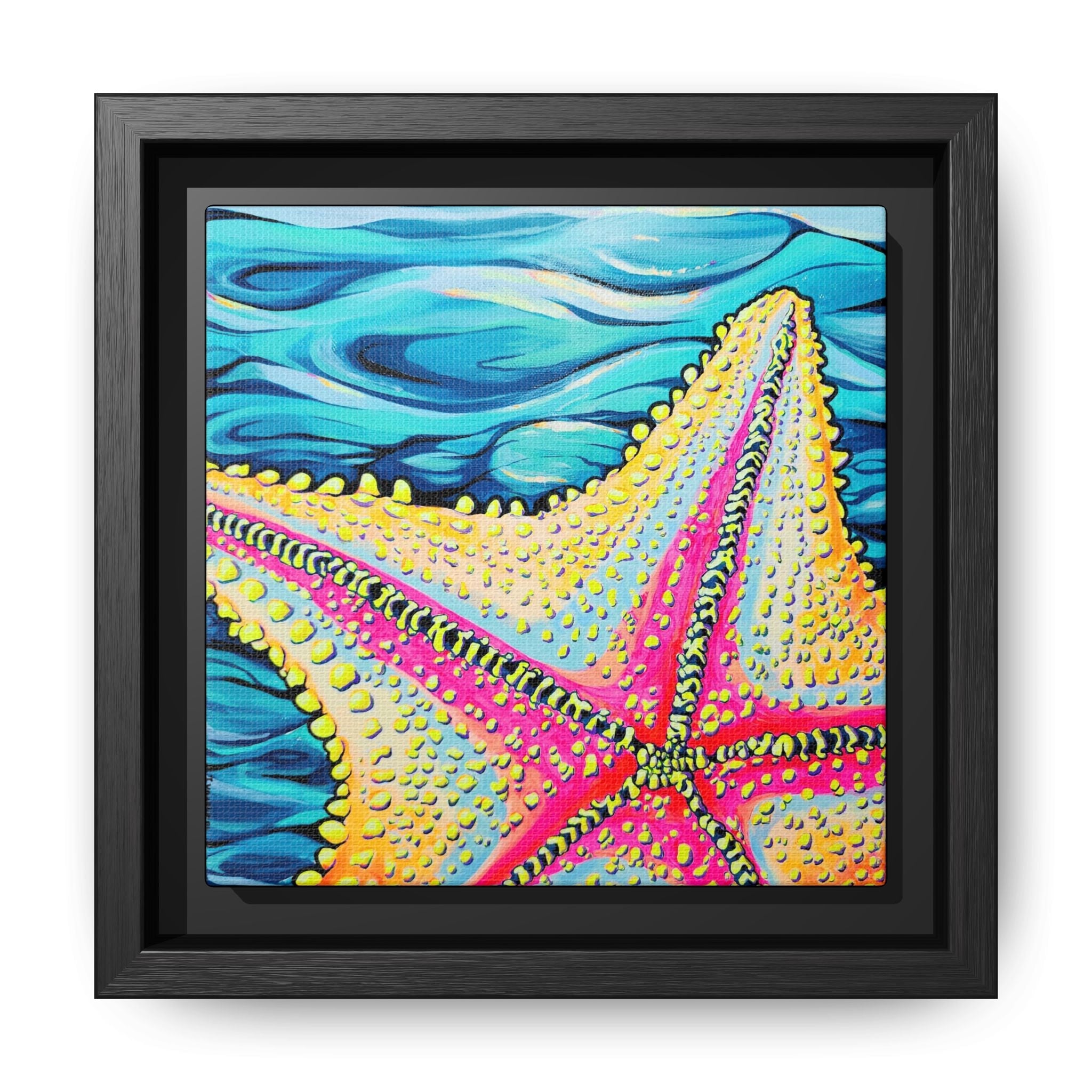 Framed Starfish Beach Bocas Canvas Print