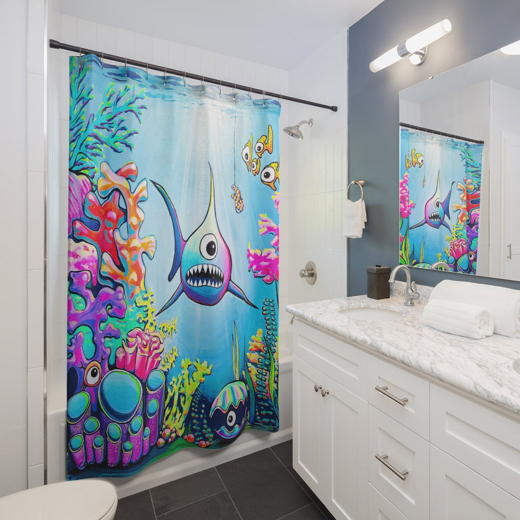 Cyclops Shark Pop Art Shower Curtain