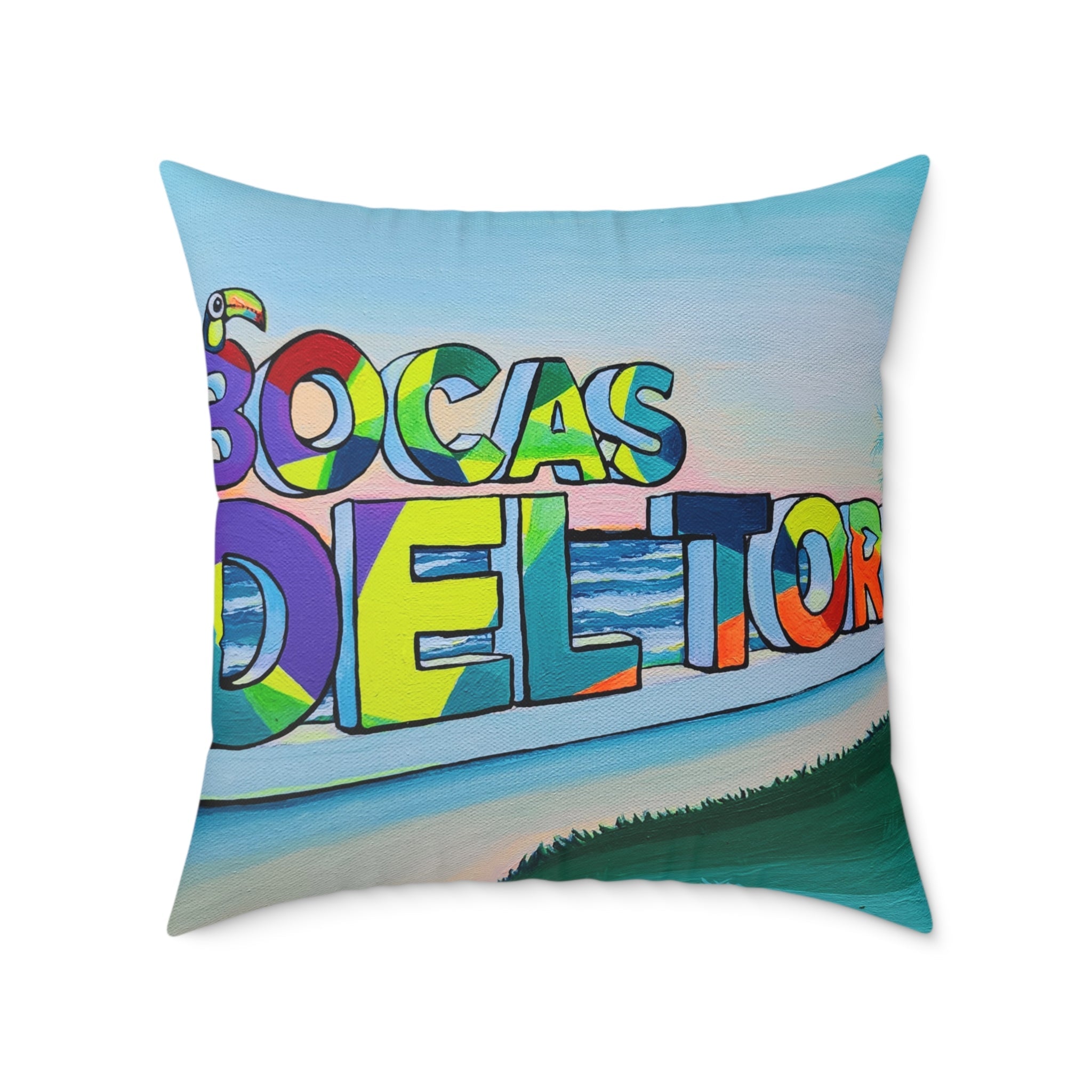 Bocas Del Toro Sign Art Canvas Decorative Pillow