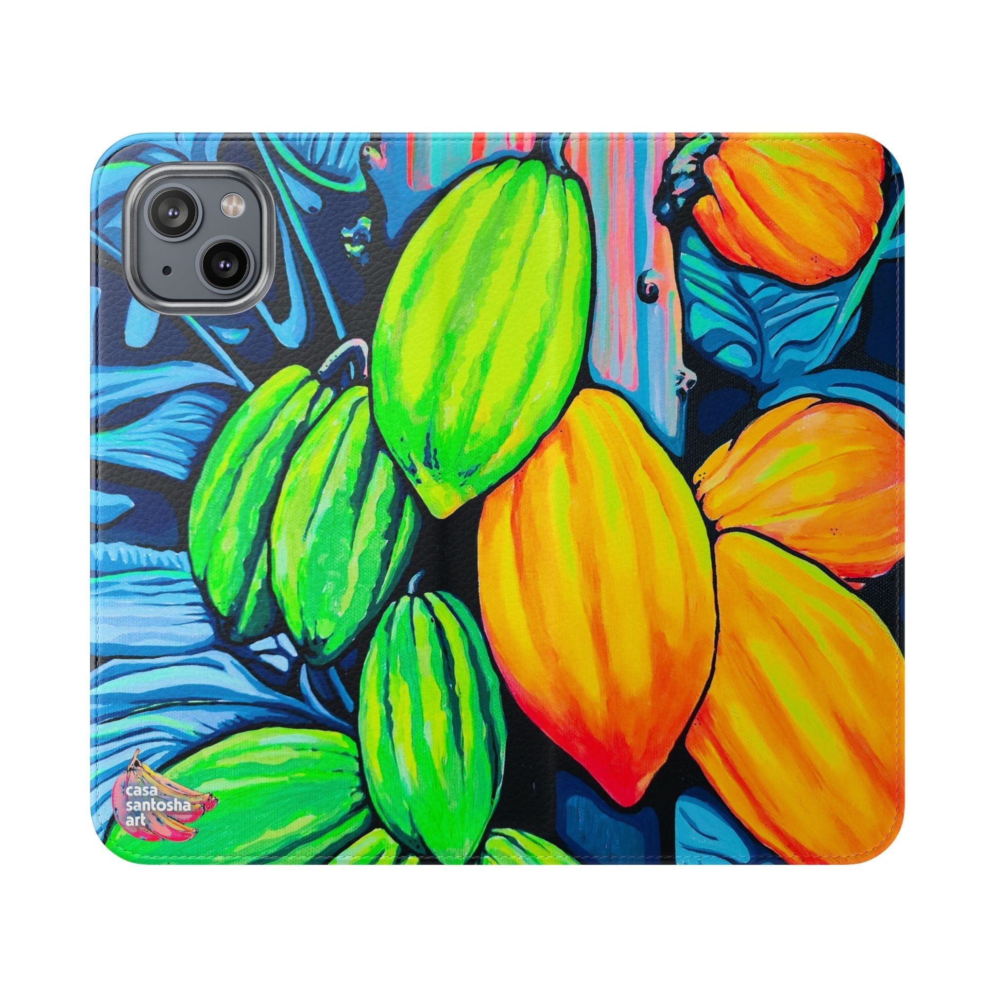 Neon Cacao Flip Phone Case – Wallet Cover with Card Slots