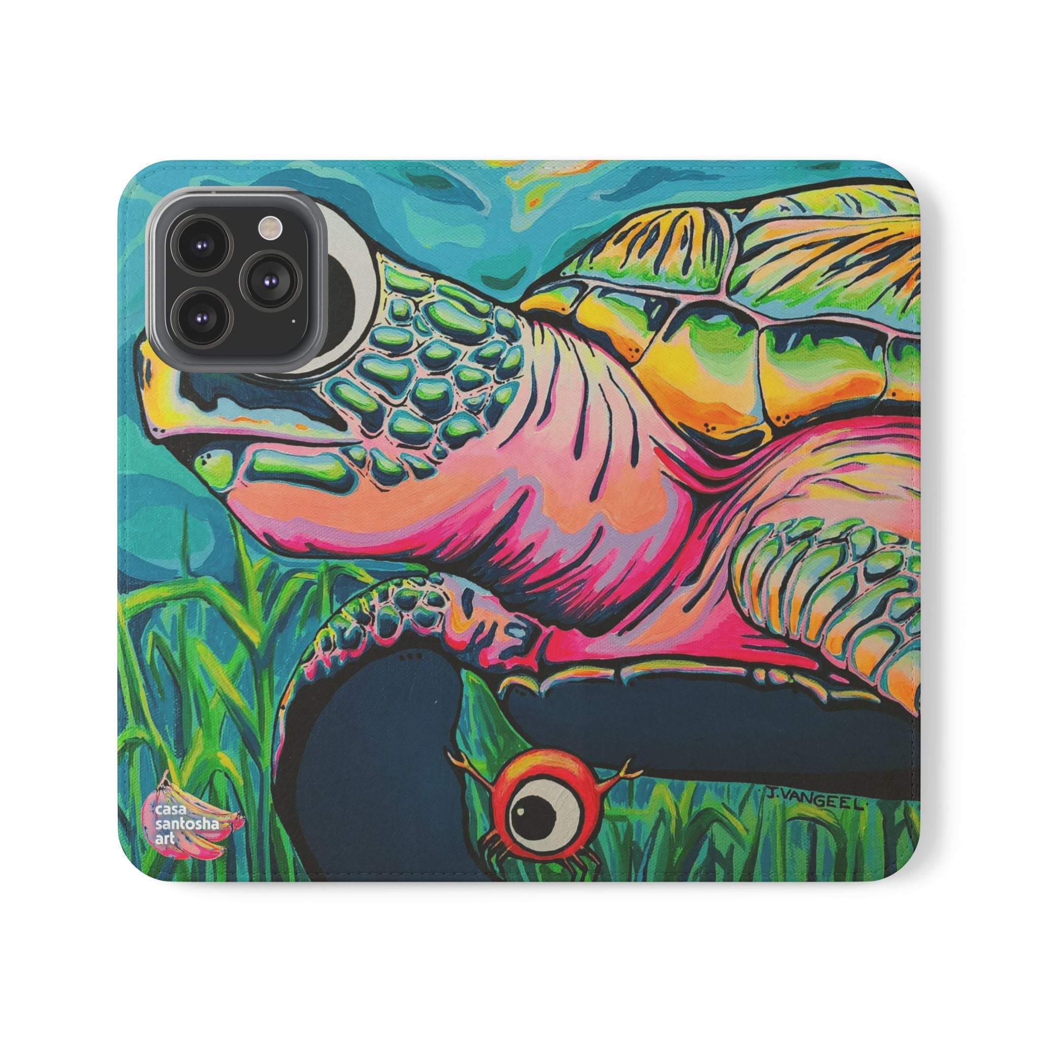 Cyclops Turtle Flip Phone Case – Wallet Cover with Card Slots