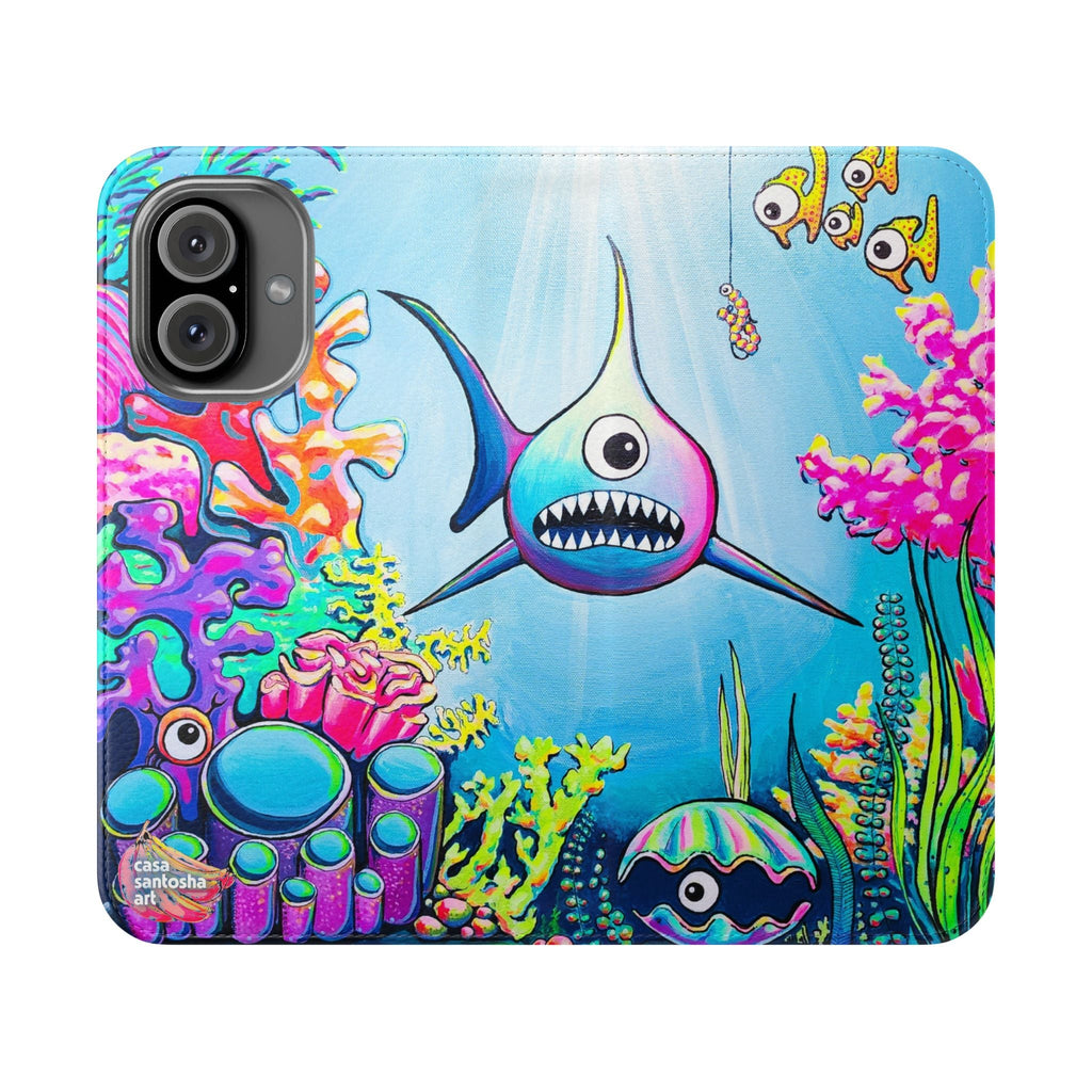 Cyclops Shark Flip Phone Case – Wallet Cover with Card Slots