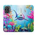 Cyclops Shark Flip Phone Case – Wallet Cover with Card Slots