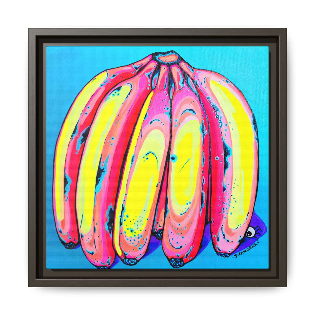 Framed Neon Fat Bananas Canvas Print