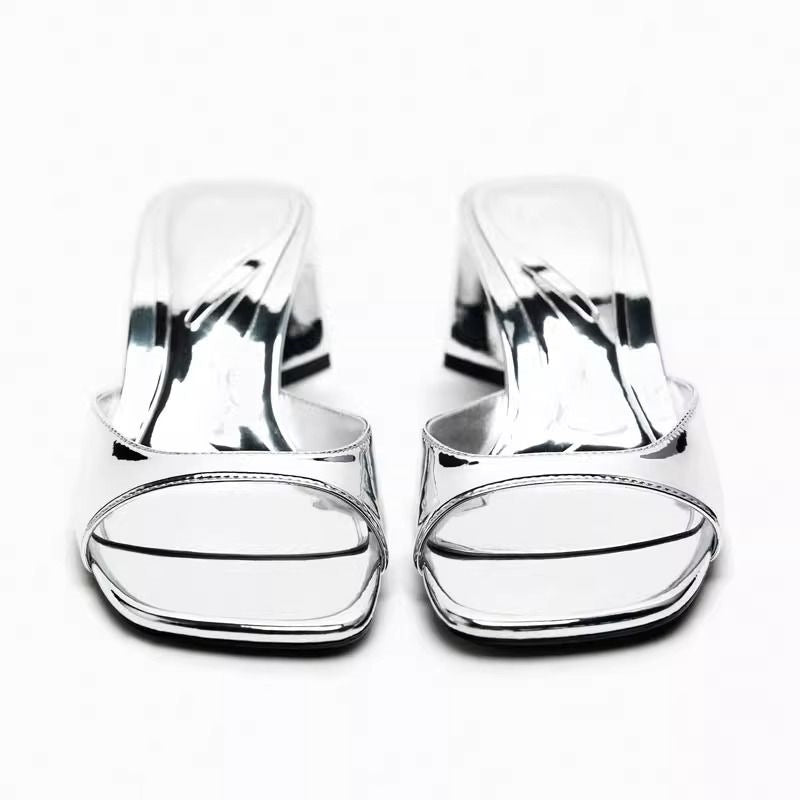 Square-toe open-toe sandals