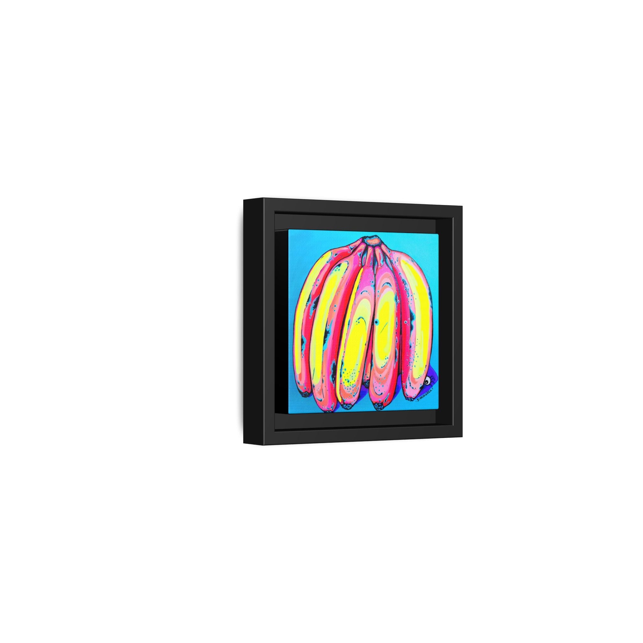 Framed Neon Fat Bananas Canvas Print