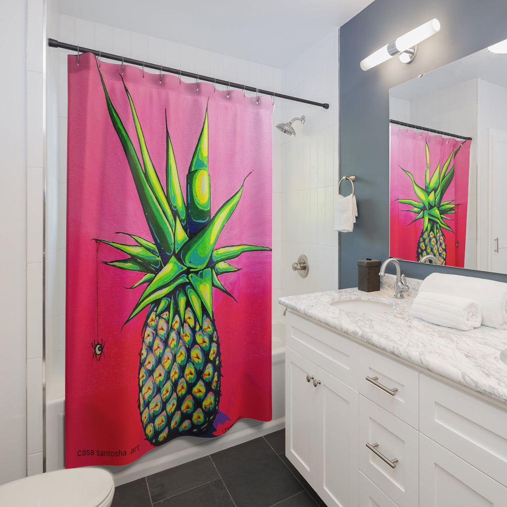 Neon Pineapple Pop Art Shower Curtain