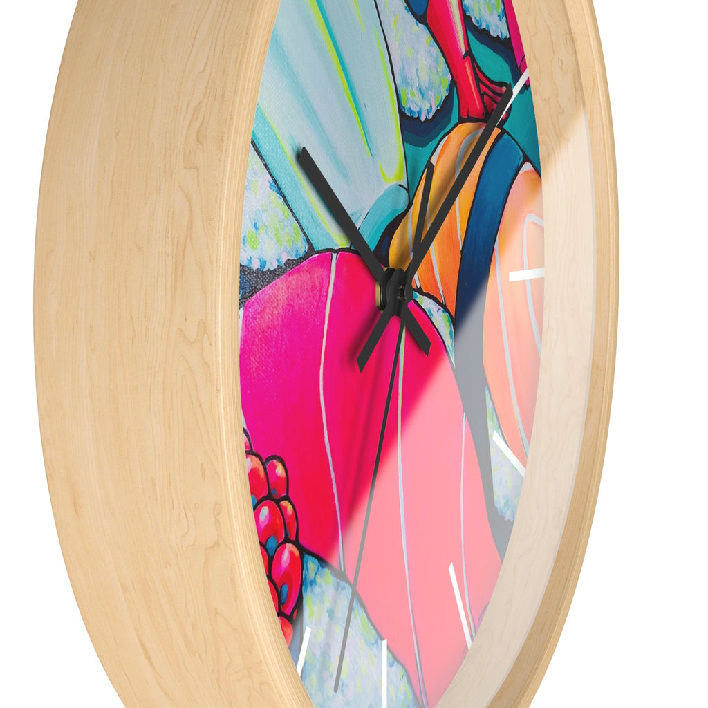 Neon Sushi Pop Art Wall Clock