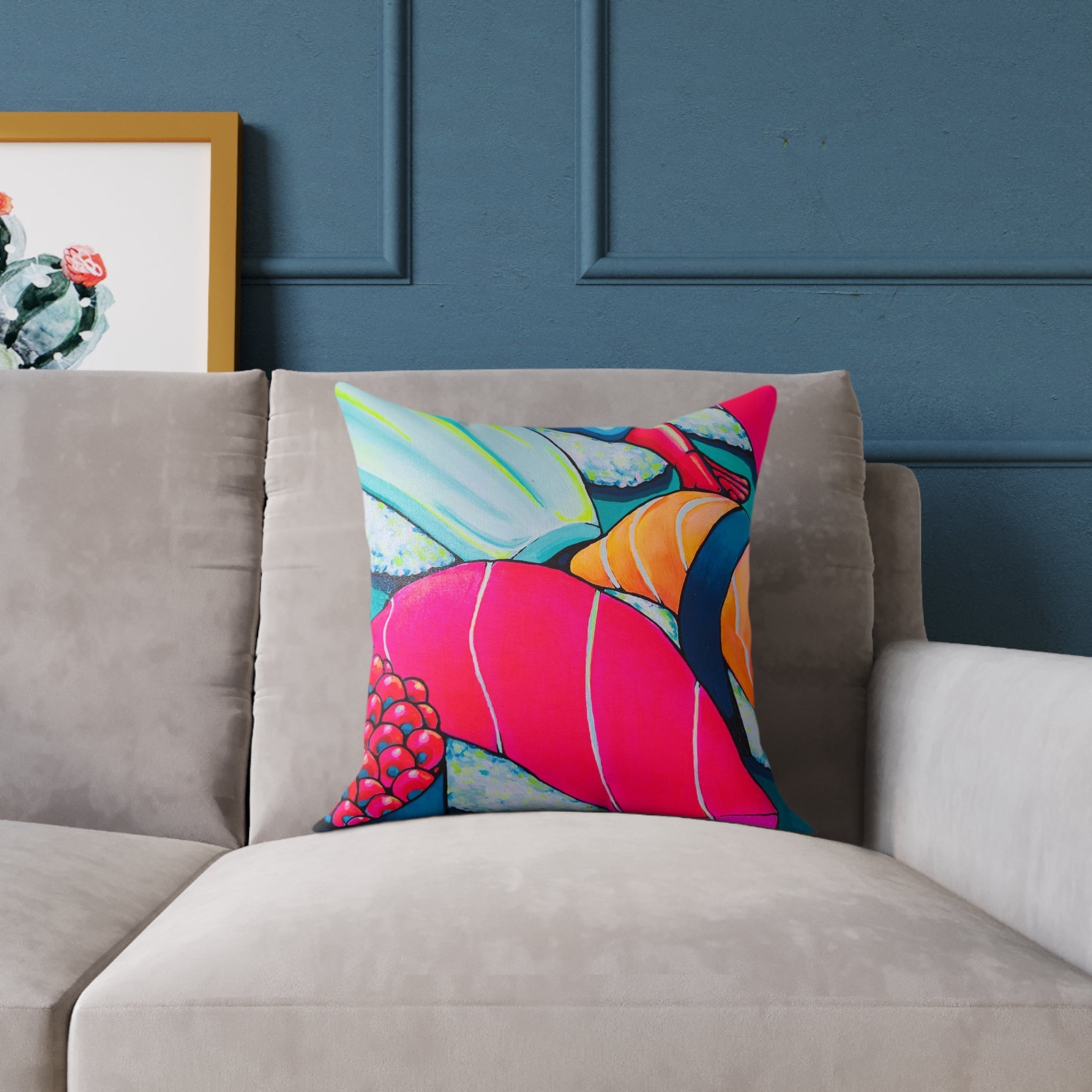 Neon Sushi Art Canvas Decorative Pillow