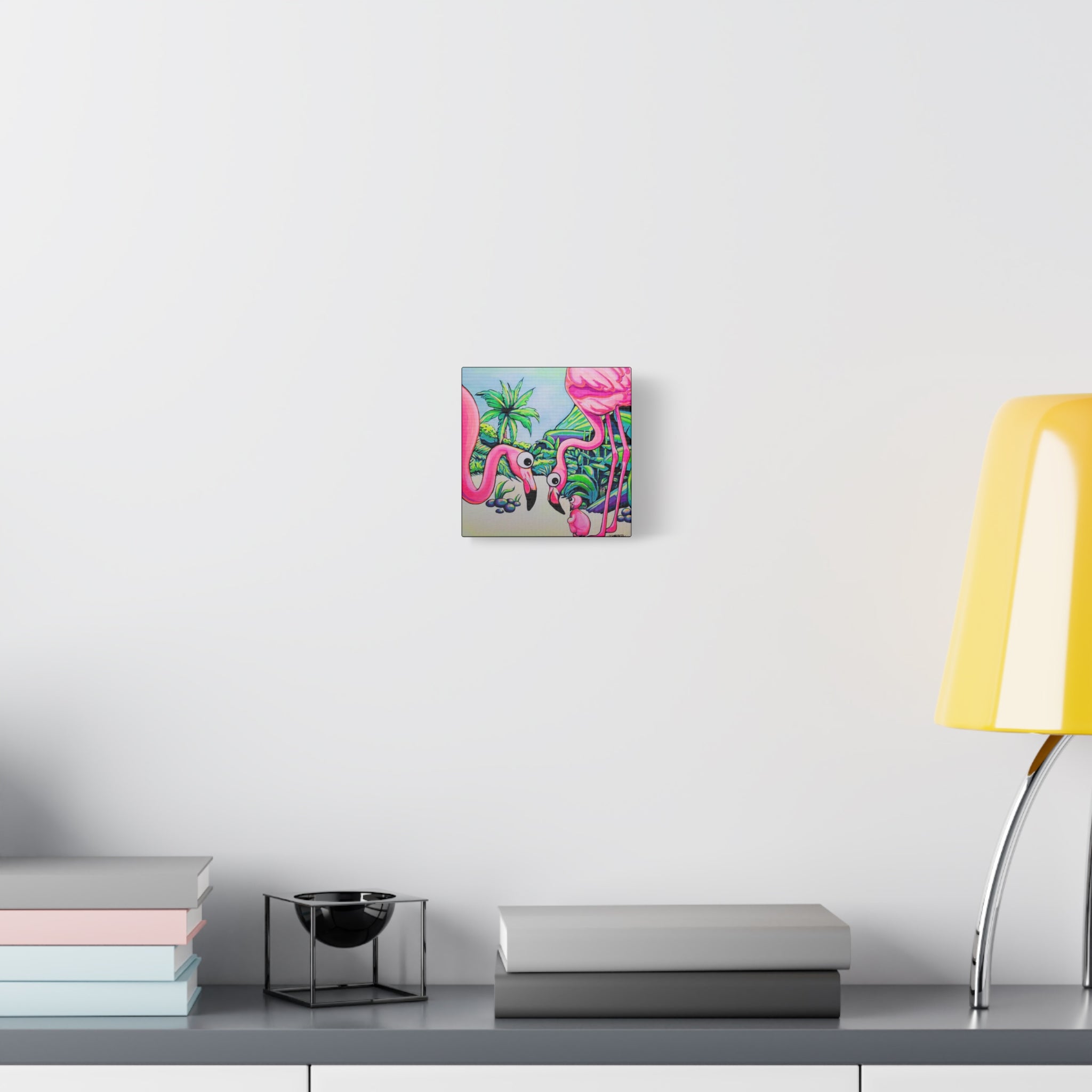 Cyclops Flamingo Family Canvas Art Print, Original Artist Design, Unique Wall Decor